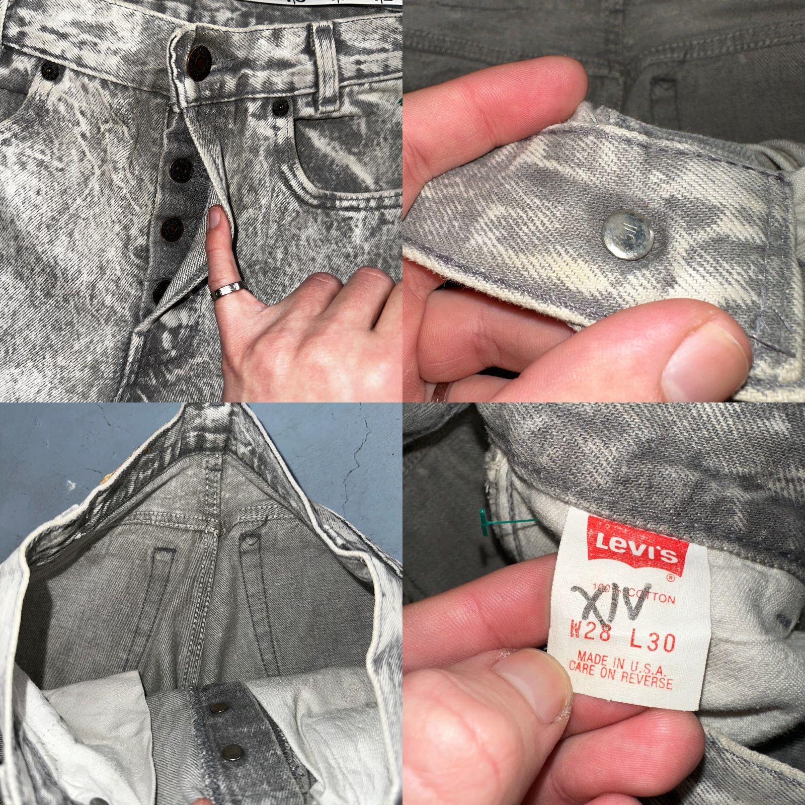 Levi's VINTAGE Levi's 501 Jeans Straight Levis 501 Vintage 80s USA Gray Acid Wash 28x30 Mens Size US 28 / EU 44 - 8 Thumbnail
