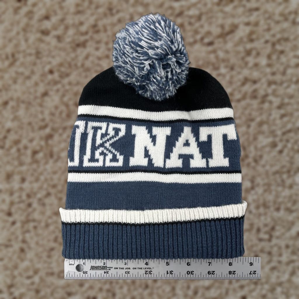 Victoria's Secret Victoria's Secret Beanie Toque Adult One Size Blue White Acrylic PINKNATION Logo Striped Knit Hat Womens Beanie Accessories Winter Fall Size ONE SIZE - 1 Thumbnail
