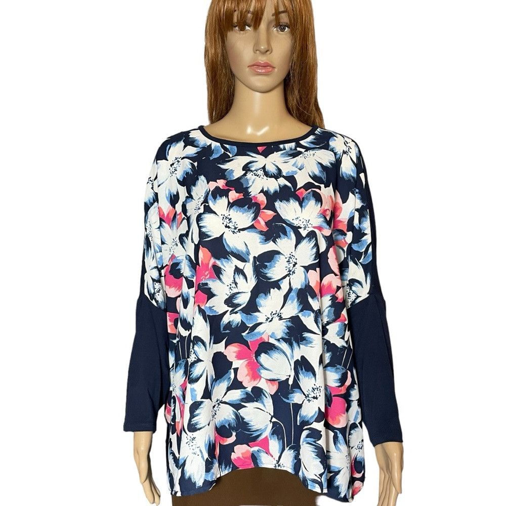 Other NWT New Rafaella Mix Media Floral 3/4 Sleeve Top Size XL Size XL / US 12-14 / IT 48-50 - 1 Thumbnail