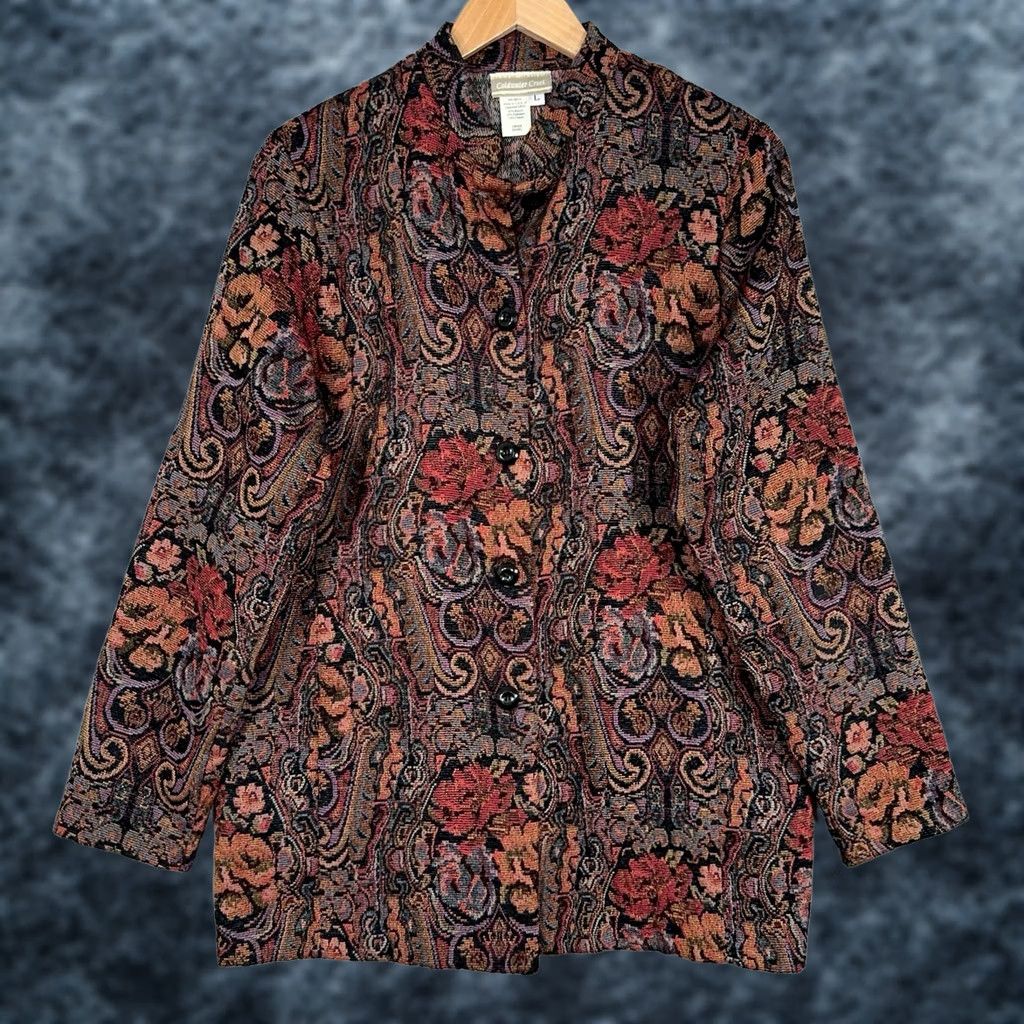 Coldwater Creek Coldwater Creek Jacket Womens Large Tapestry Jacquard Paisley Boho Statement PCS Multicolor Polyester Button Lining Viscose Casual Women's Jacket Size L / US 10 / IT 46 - 1 Thumbnail