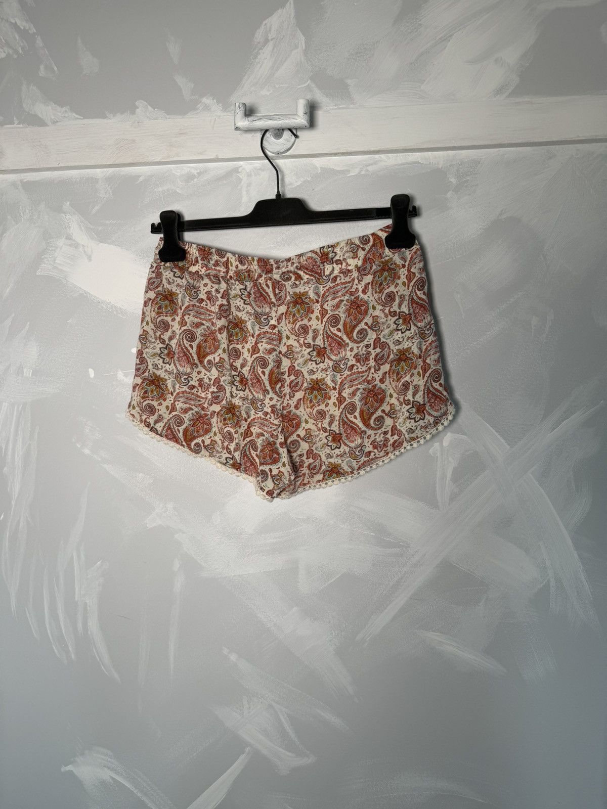 Vintage Atmosphere Floral Hippie Short Shorts Thin Size 28" / US 6 / IT 42 - 2 Thumbnail