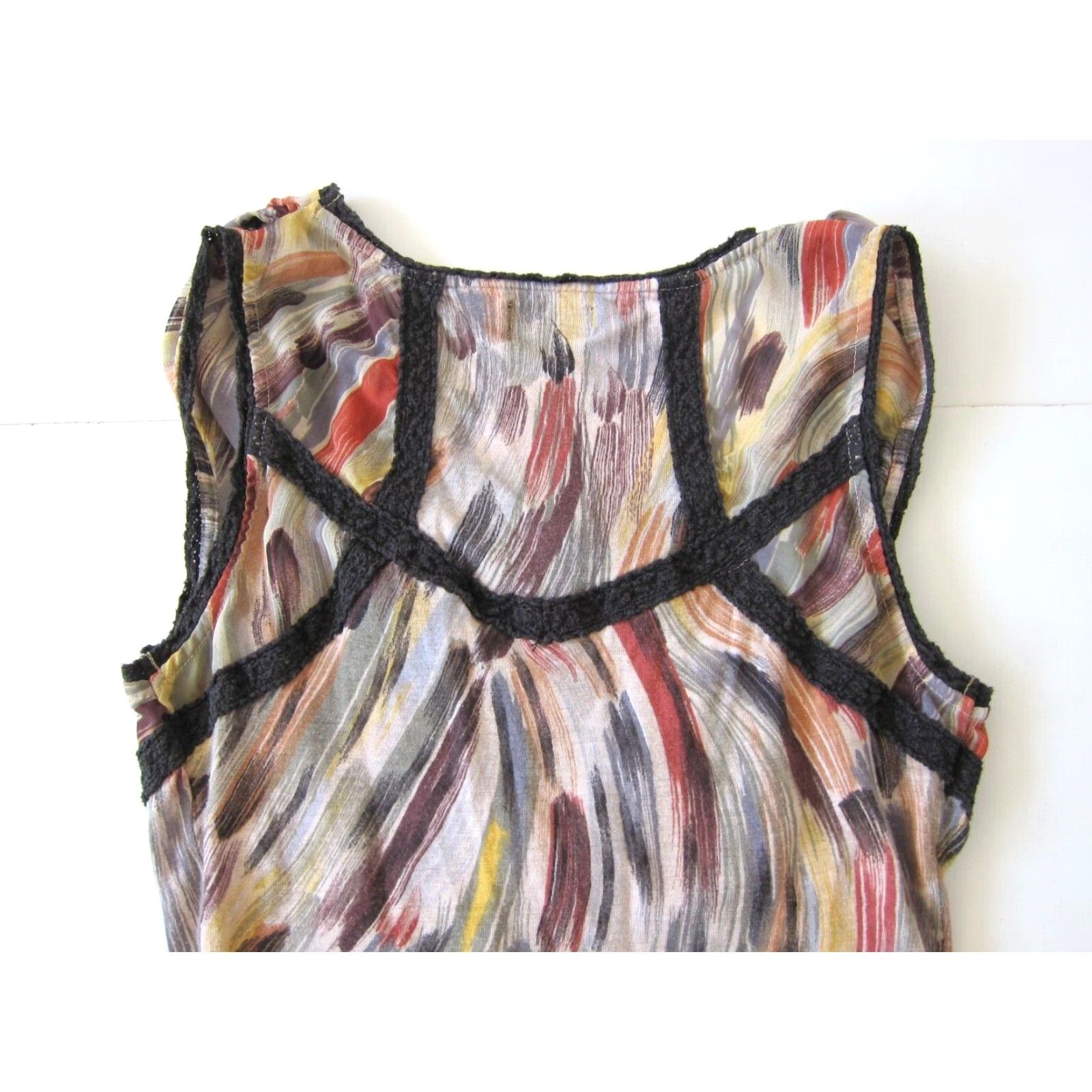 Anthropologie Deletta Blouse Tunic Sleeveless Orange Yellow Grey Small Women Size S / US 4 / IT 40 - 6 Thumbnail