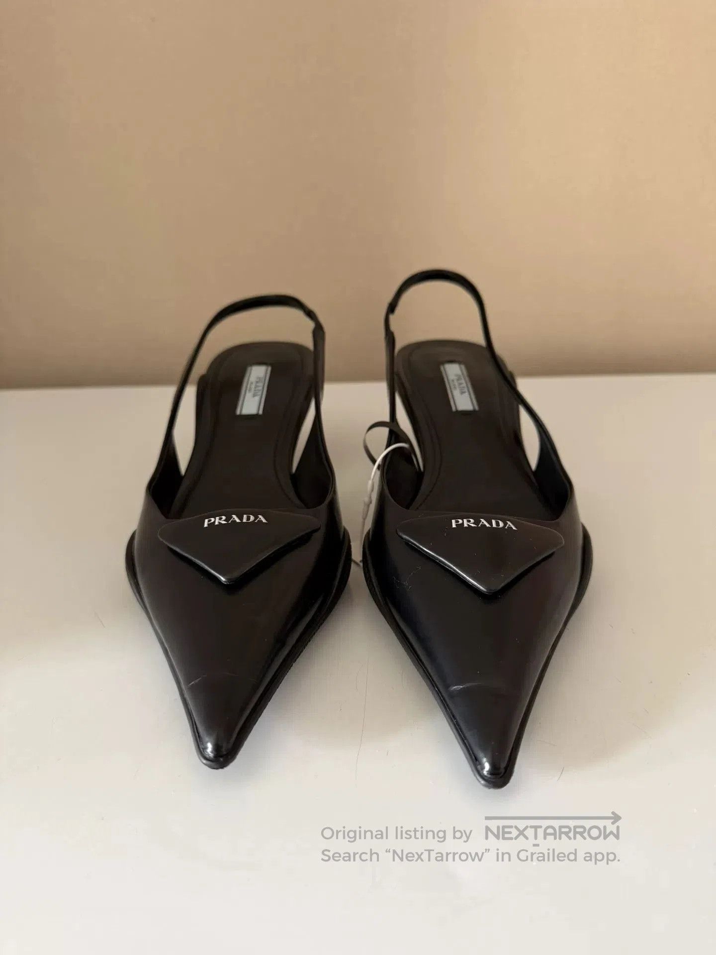 Prada Prada Triangle Logo Black Kitten Heel Sandals. Size US 7 / IT 37 - 2 Thumbnail