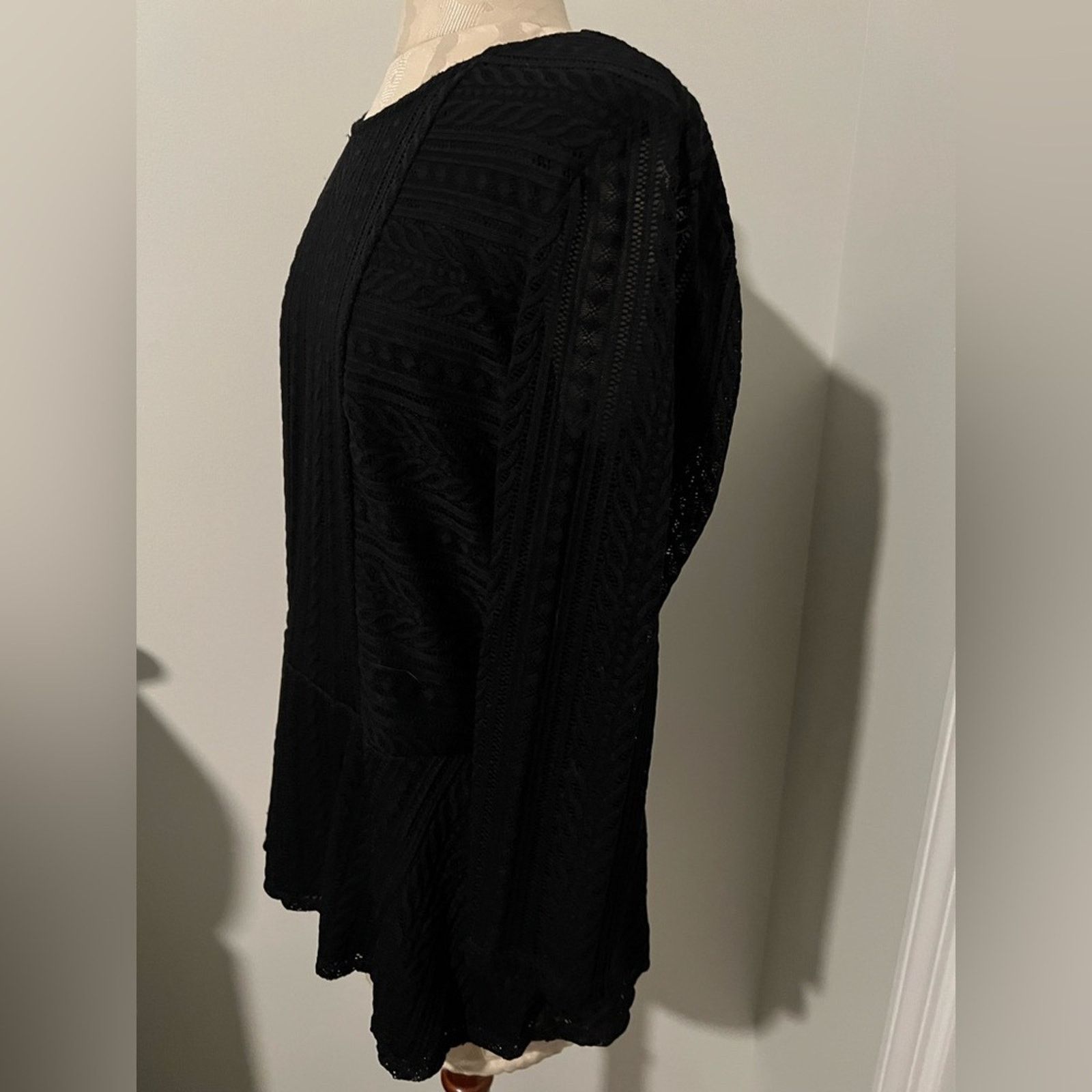 Anne Klein Anne Klein 3/4 Sleeve Lace Overlay Drop Waist Blouse Large Size L / US 10 / IT 46 - 4 Thumbnail