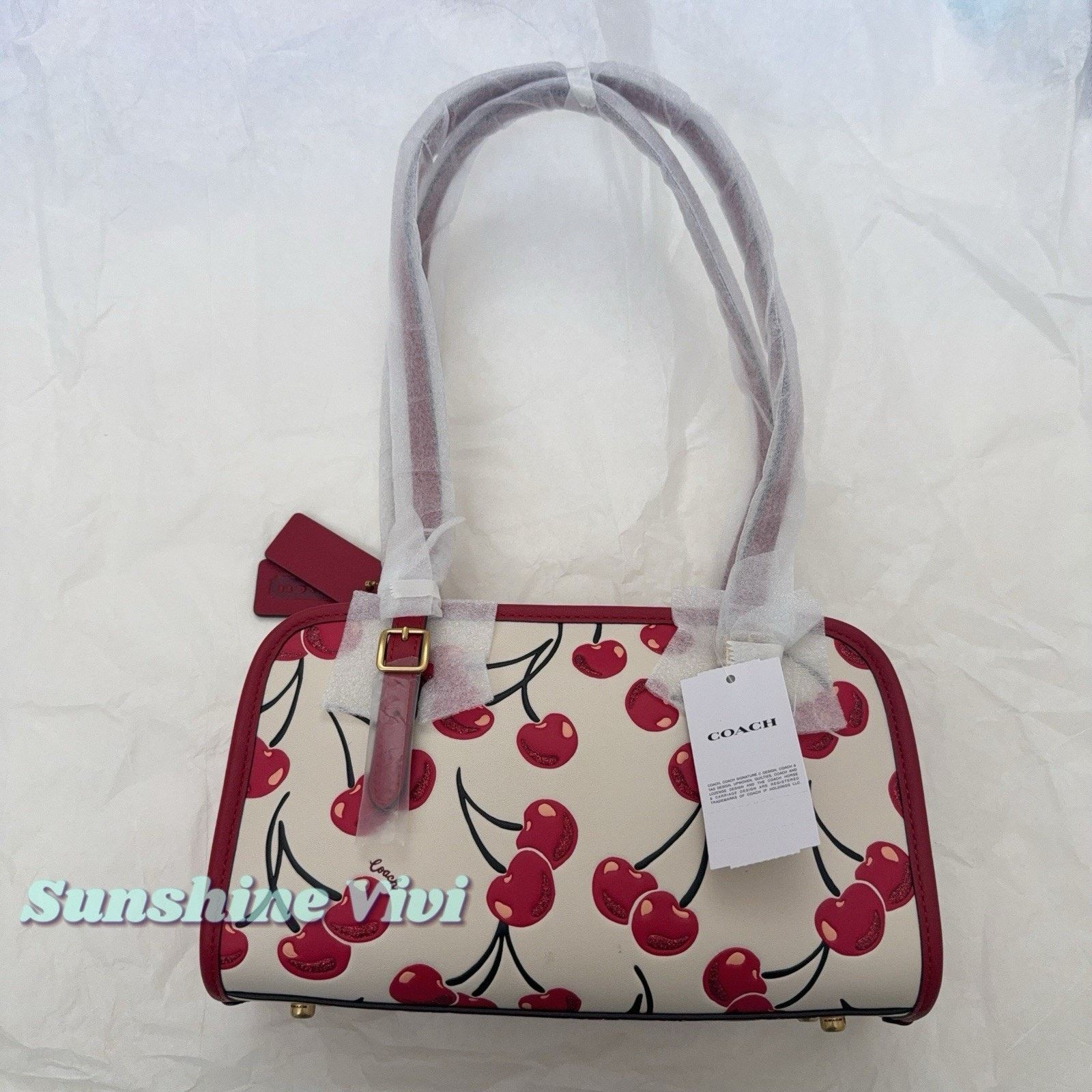 Coach NWT Coach Swing Zip Shoulder Bag Cherry Leather/Brass CZ494 Size ONE SIZE - 9 Thumbnail