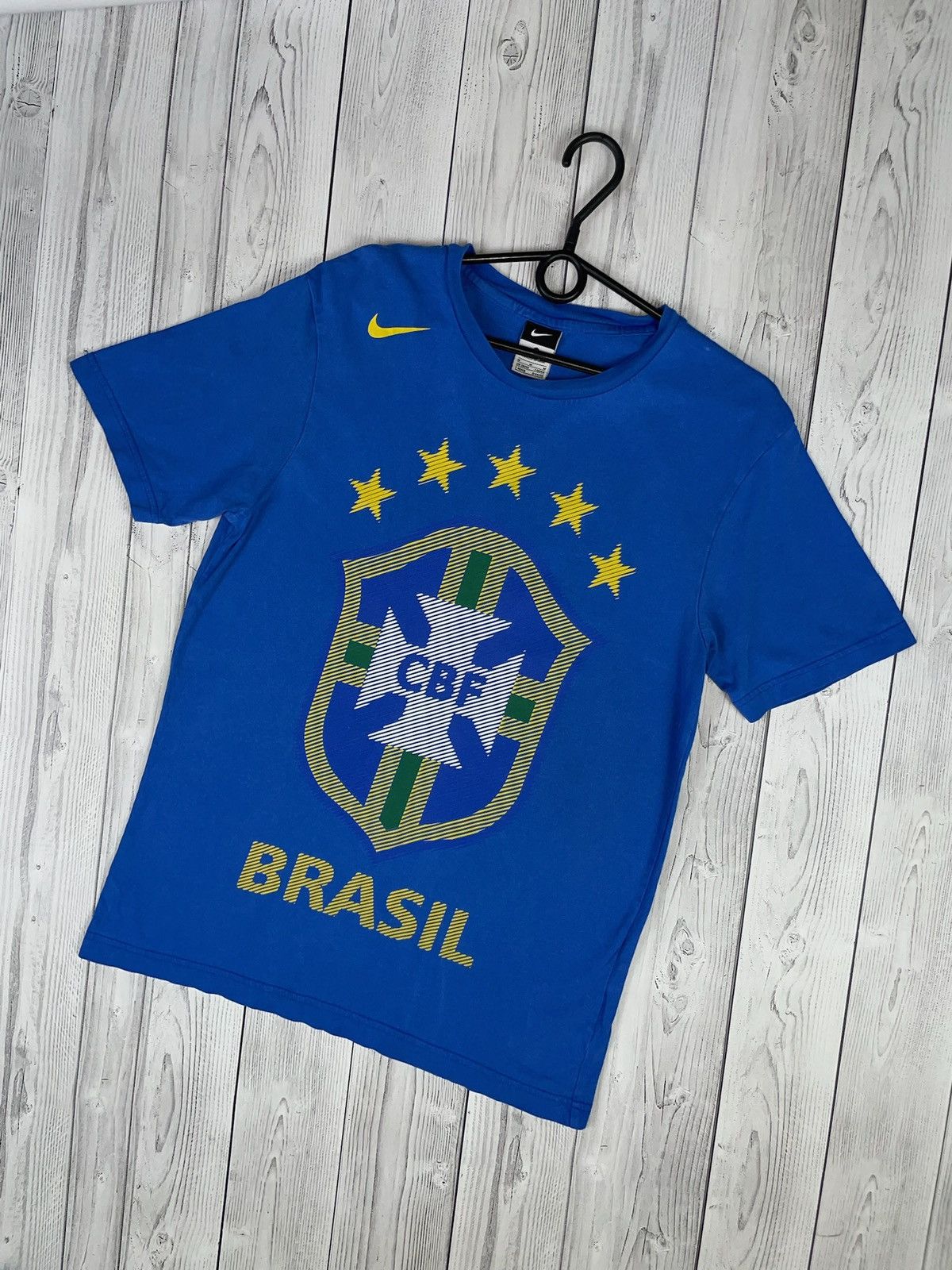 Vintage nike Brazil soccer tee blue rare tee big logo M