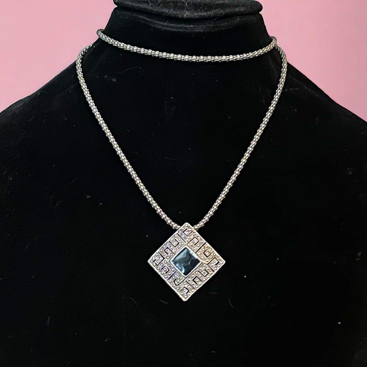 Other Silver tone square marcasite pendant/brooch necklace Size ONE SIZE - 1 Thumbnail