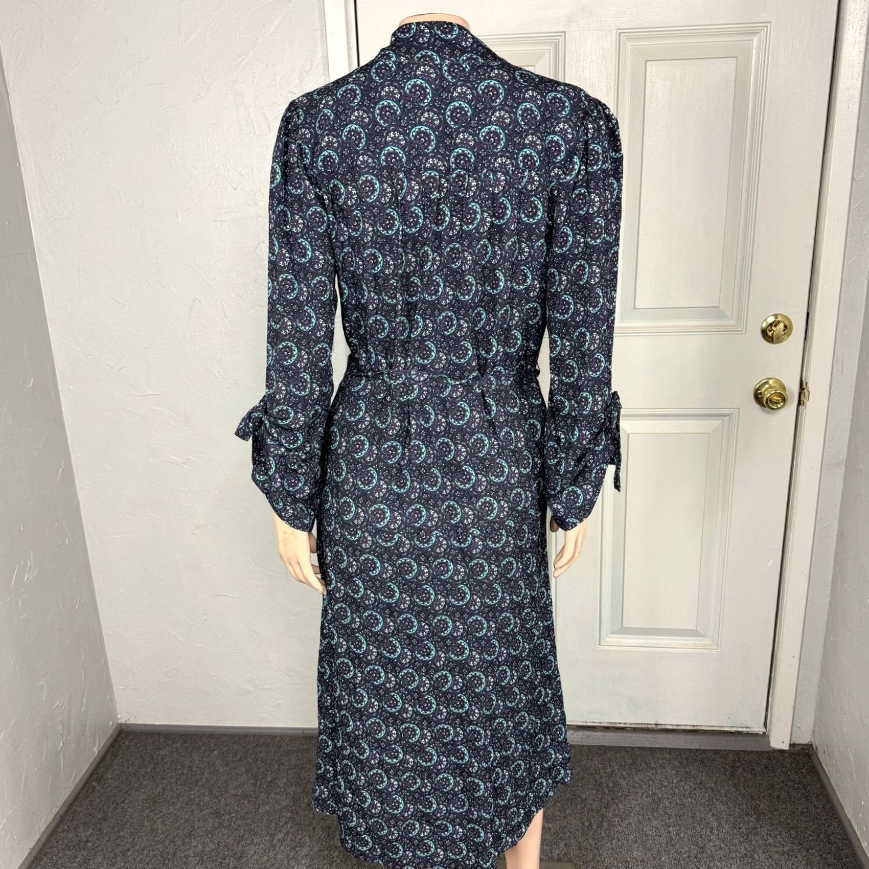 Joie Joie Floral Rayon A-Line Dress Women Medium Blue Long Sleeve Knee Length Casual Boho Vintage: N/A? Size M / US 6-8 / IT 42-44 - 5 Thumbnail