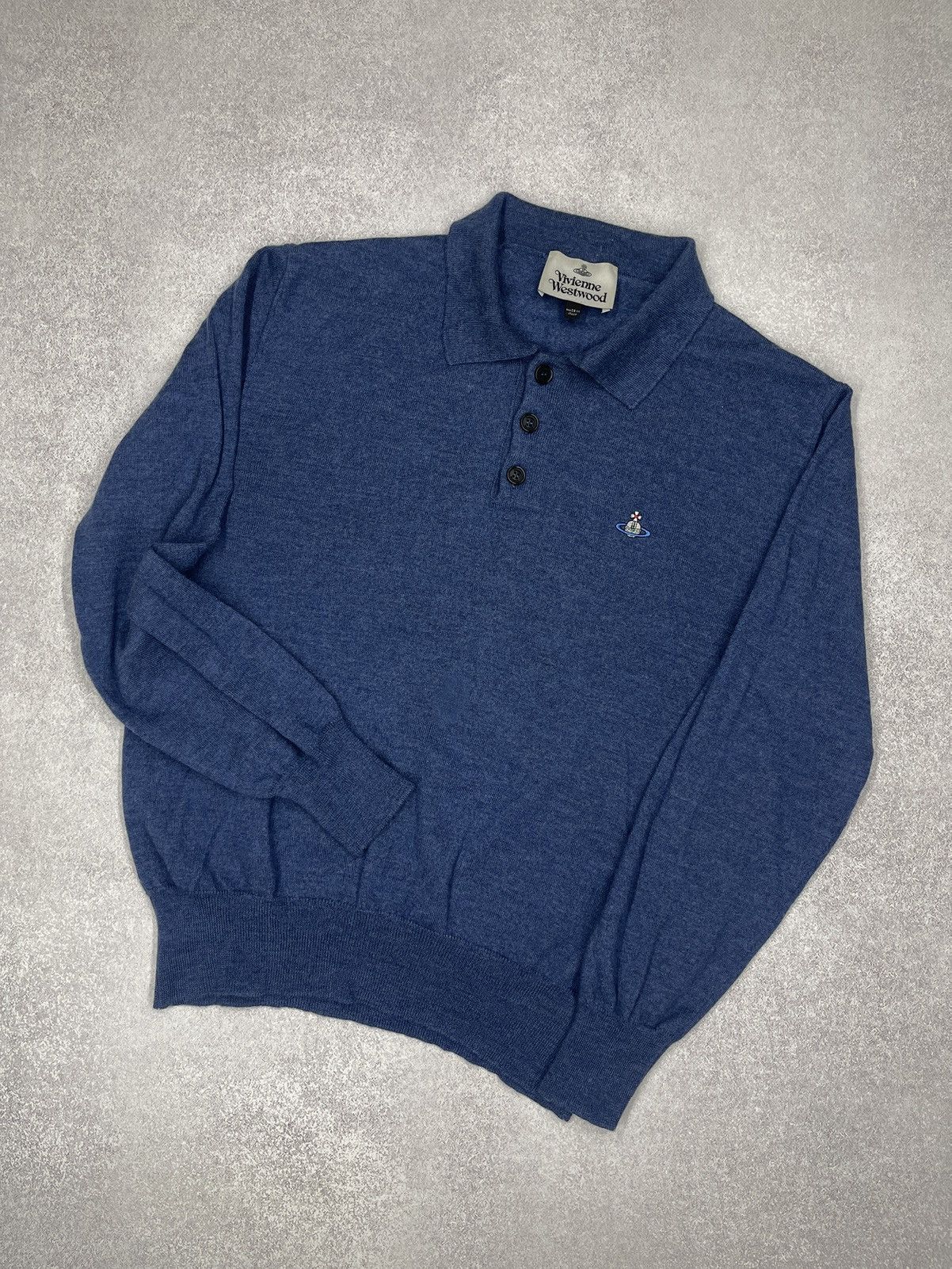 Vivienne Westwood Vivienne Westwood Knit Polo Sweater Wool Blue Made in Italy Size US M / EU 48-50 / 2 - 1 Thumbnail