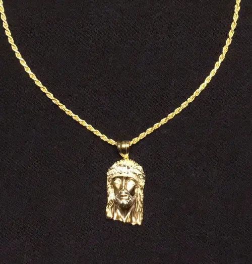 Other Gold Chain Rope Chain 20in 2mm and Gold Jesus Piece Head Size ONE SIZE - 5 Thumbnail