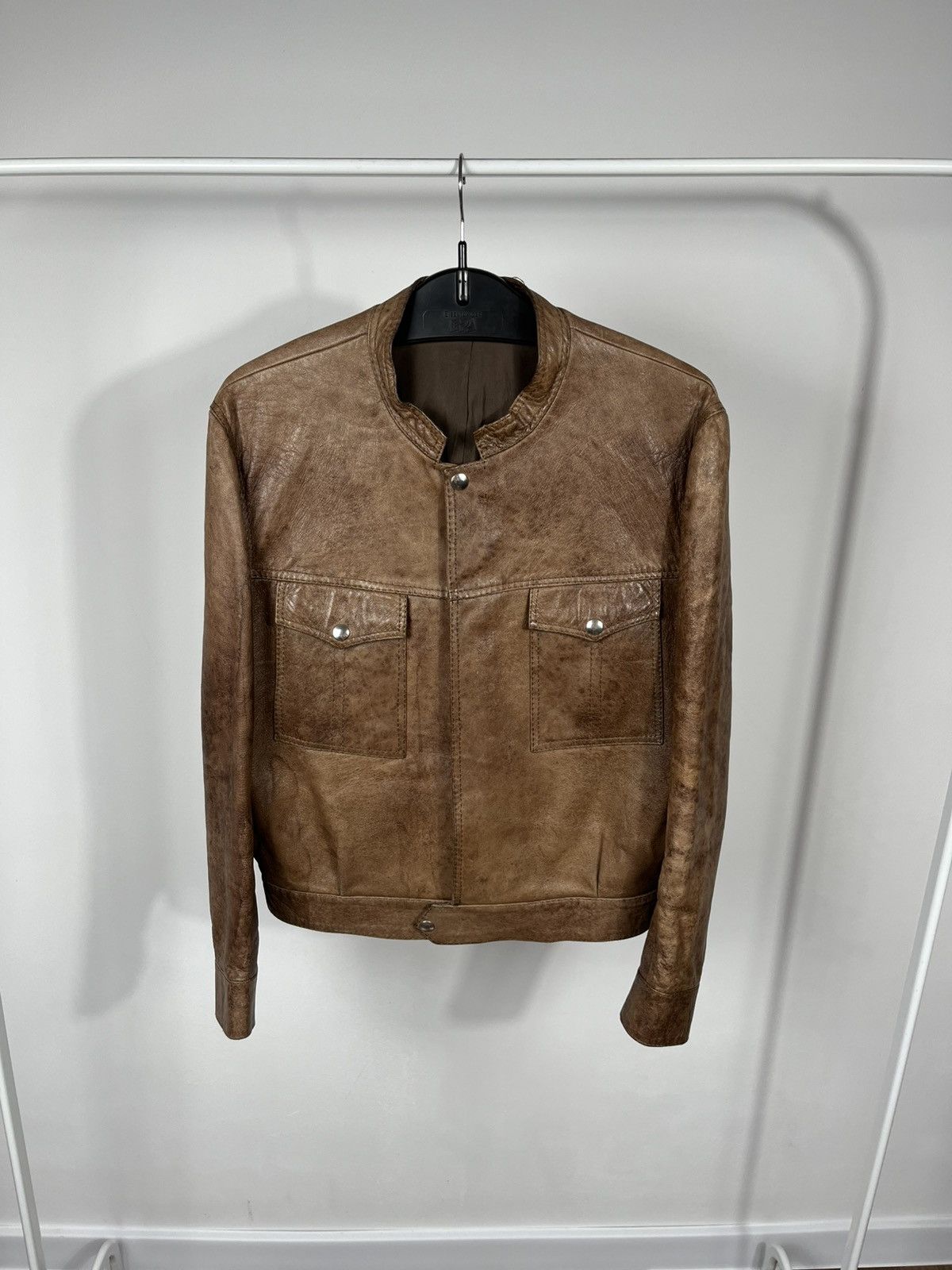 Leather Womens Distressed Leather Jacket Brown Vintage Biker Crop Size XL / US 12-14 / IT 48-50 - 1 Thumbnail