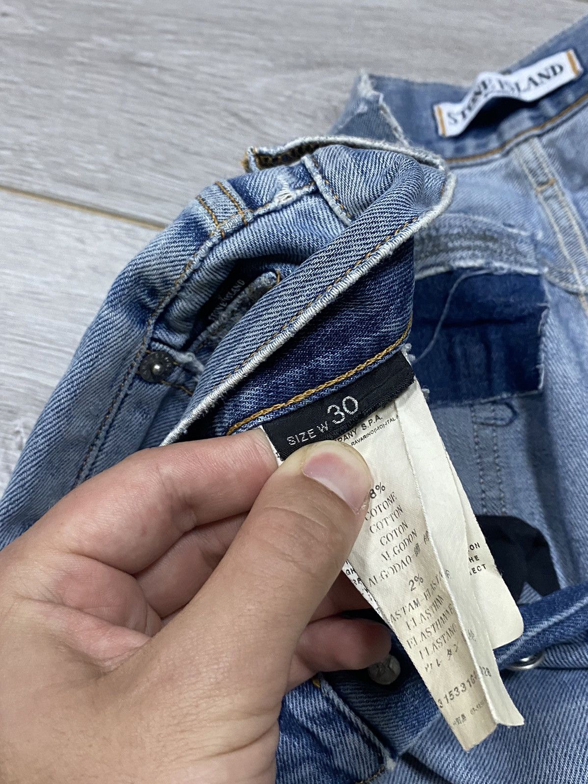 Vintage Stone Island badge distressed denim jeans Size US 32 / EU 48 - 14 Thumbnail