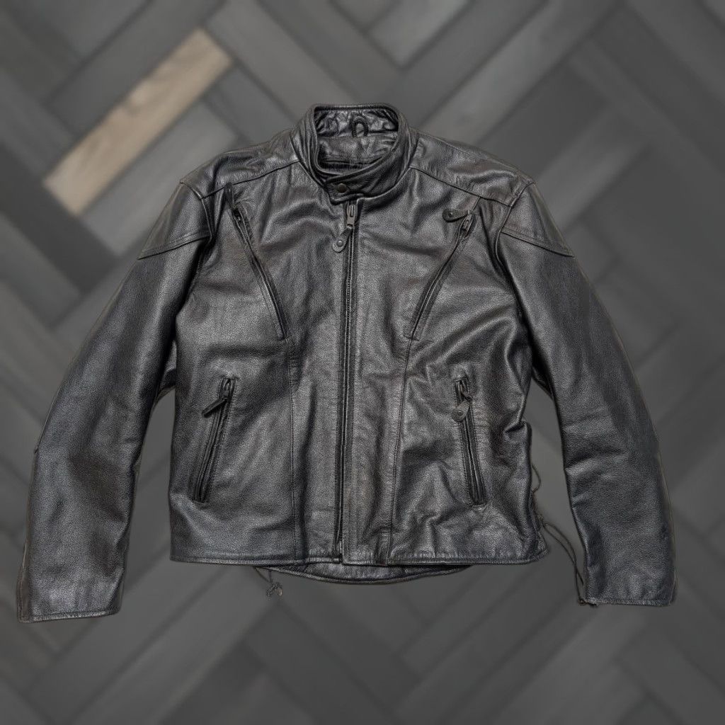 Vintage VINTAGE Raider Motorcycle Jacket L Black Leather Venting 1990s Cafe Racer Mens Size US L / EU 52-54 / 3 - 1 Thumbnail