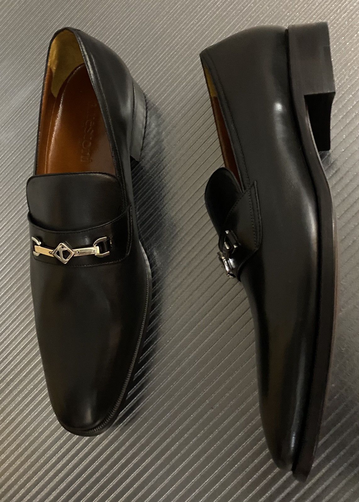Testoni a.testoni 🇮🇹 black Napa leather metal vamp loafer 10 US NEW Size US 10 / EU 43 - 10 Thumbnail