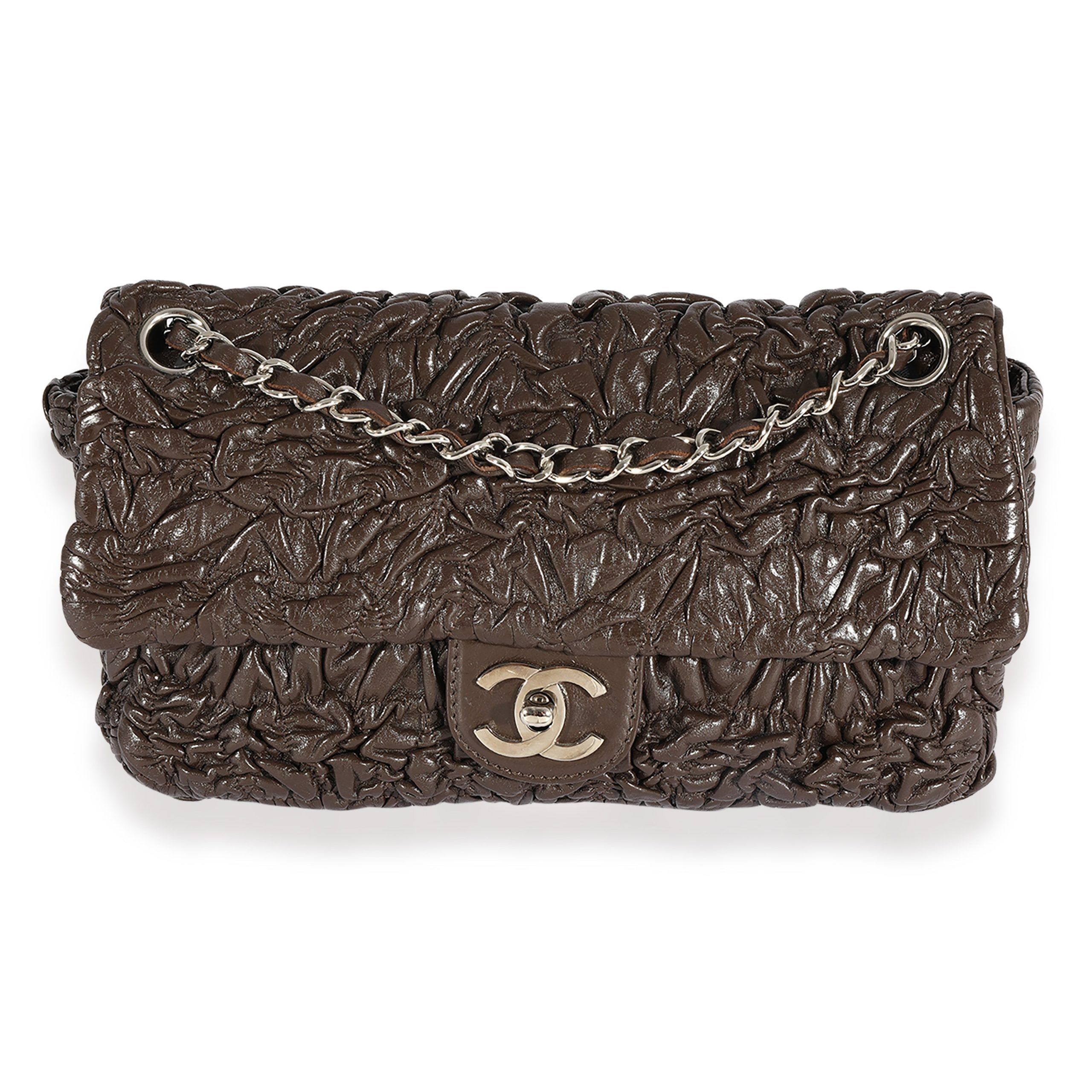 image of Chanel Brown Leather Astrakhan Single Flap Bag, Women's
