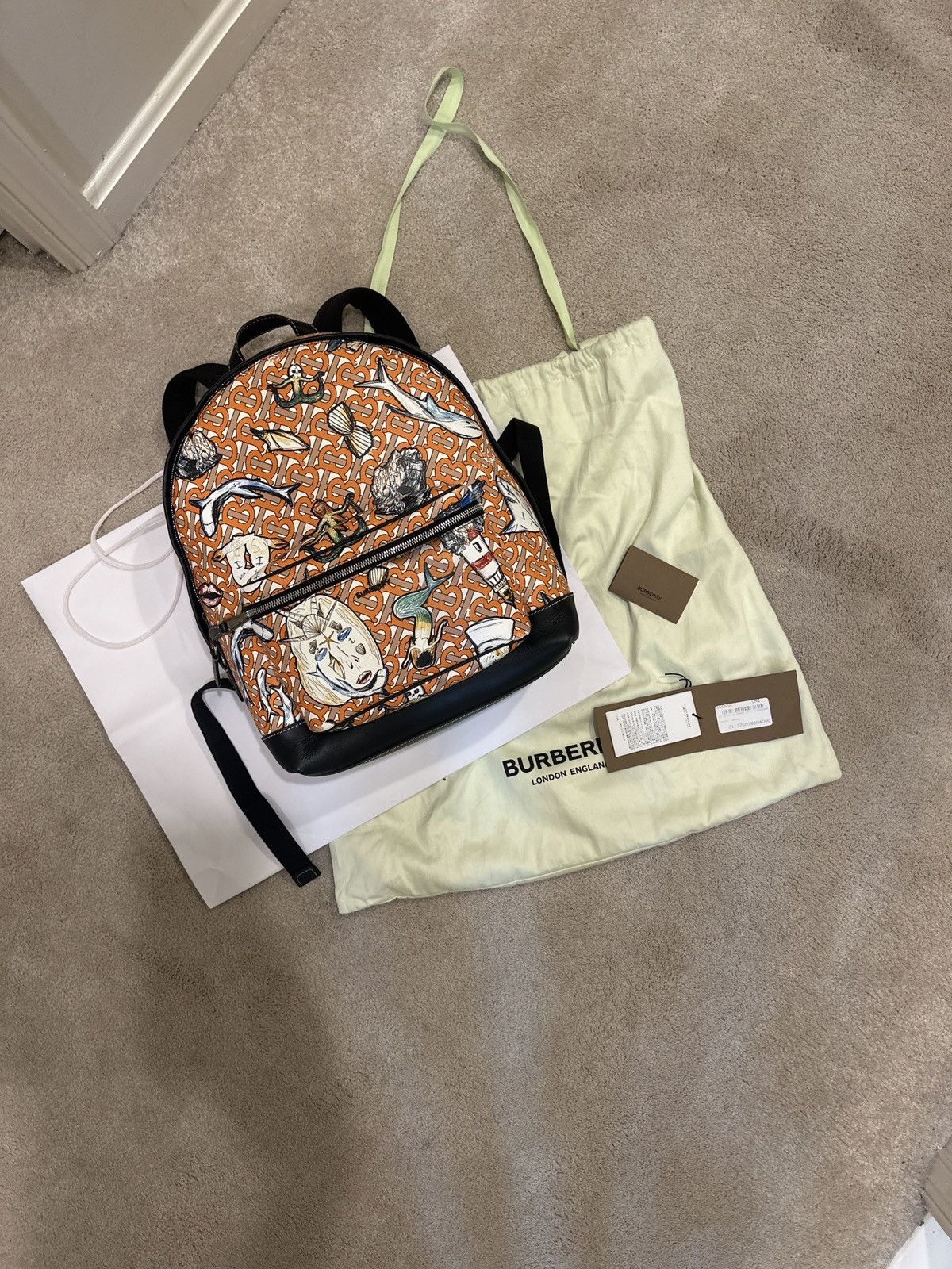 image of Burberry Ss21 Ocean Collection Backpack in Orange, Men's