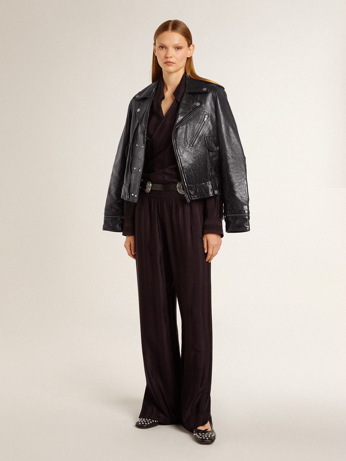 Golden Goose o1s22i1n1224 Shiny Biker Jacket in Black Size M / US 6-8 / IT 42-44 - 4 Thumbnail