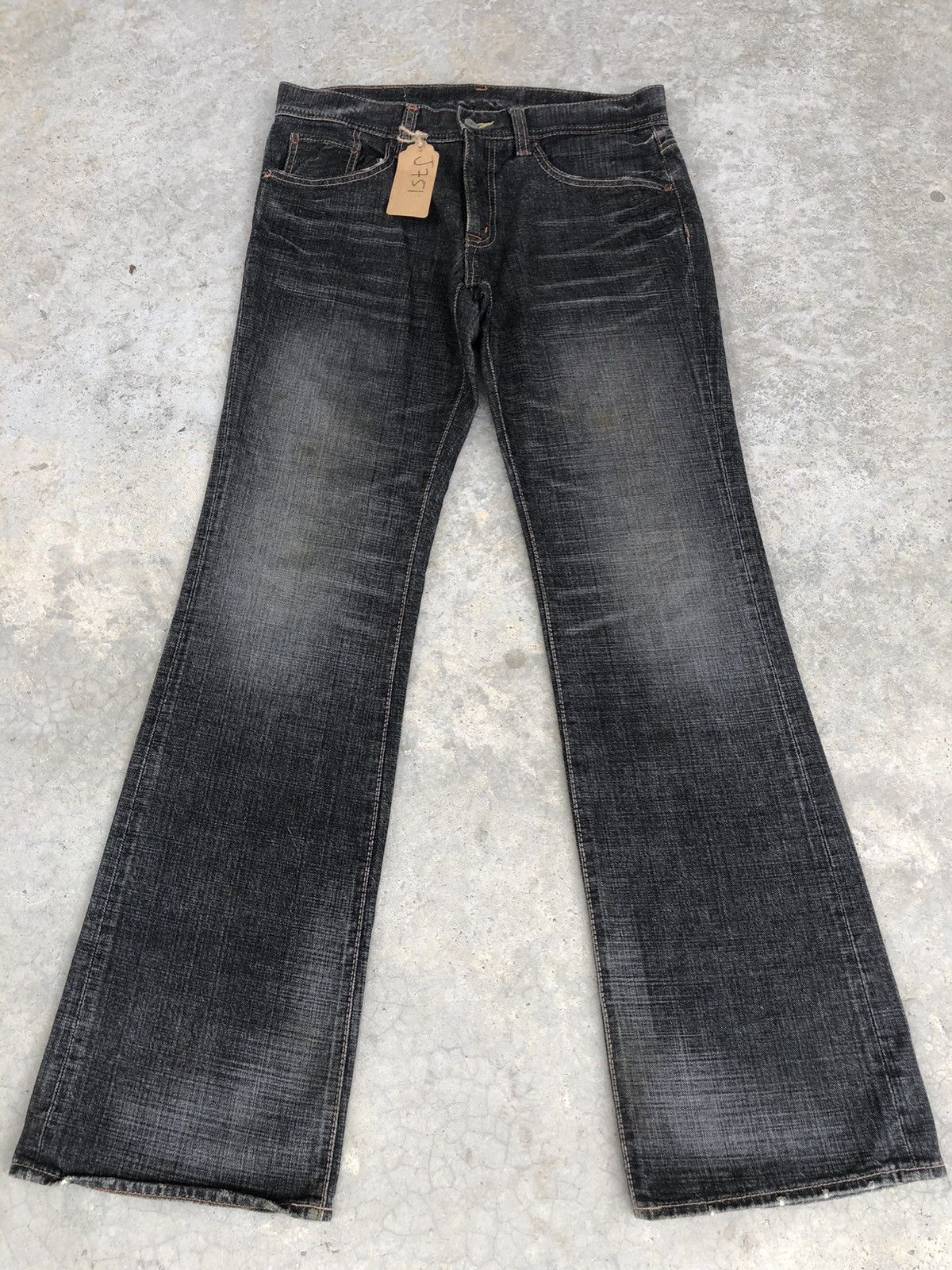 image of If Six Was Nine Japanese Glheart Flared Jeans Distressed Jeans in Black, Men's (Size 33)