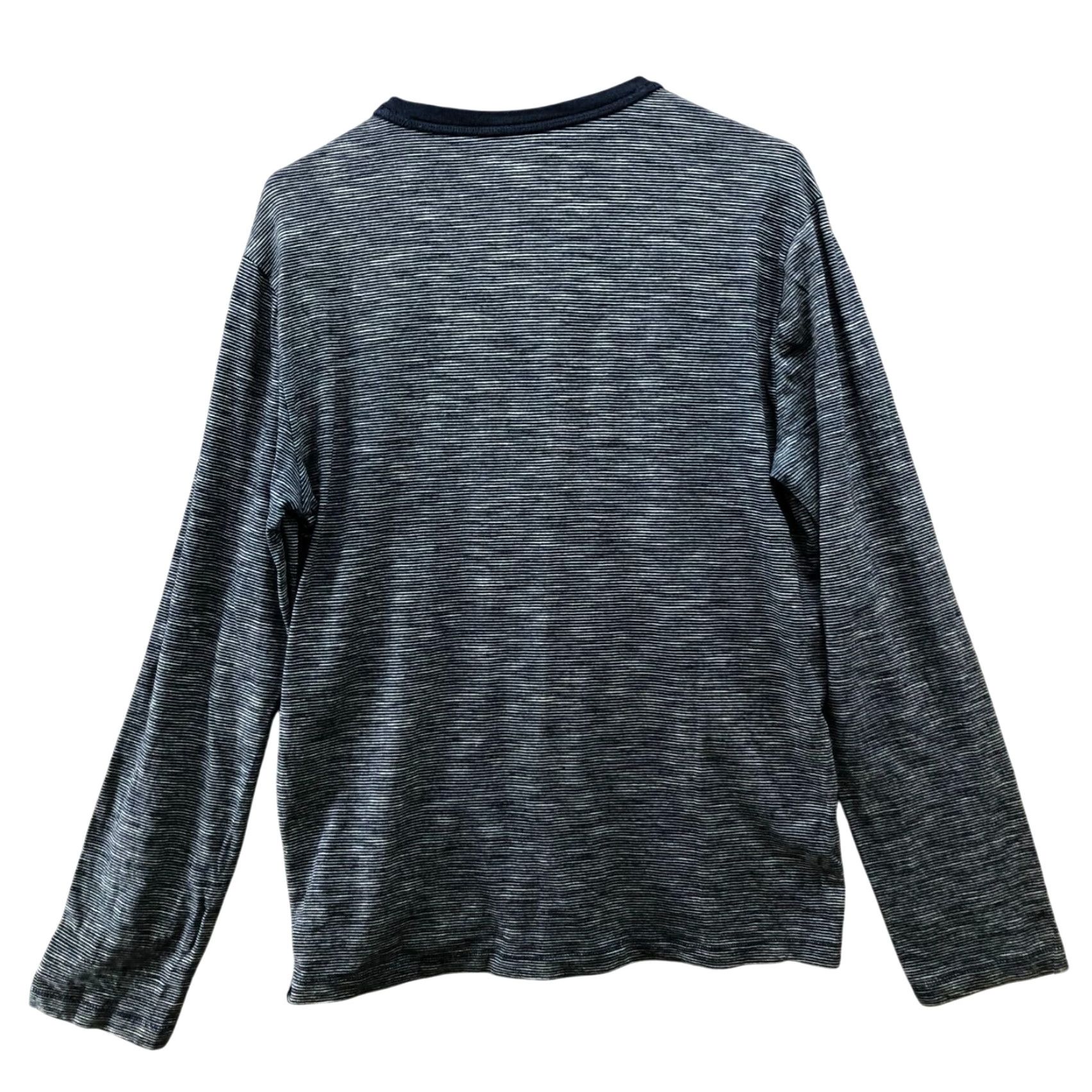Gap Gap Mens M Long Sleeve Henley T-Shirt Navy Blue Striped Cotton Fall Winter Spring Size US M / EU 48-50 / 2 - 2 Thumbnail