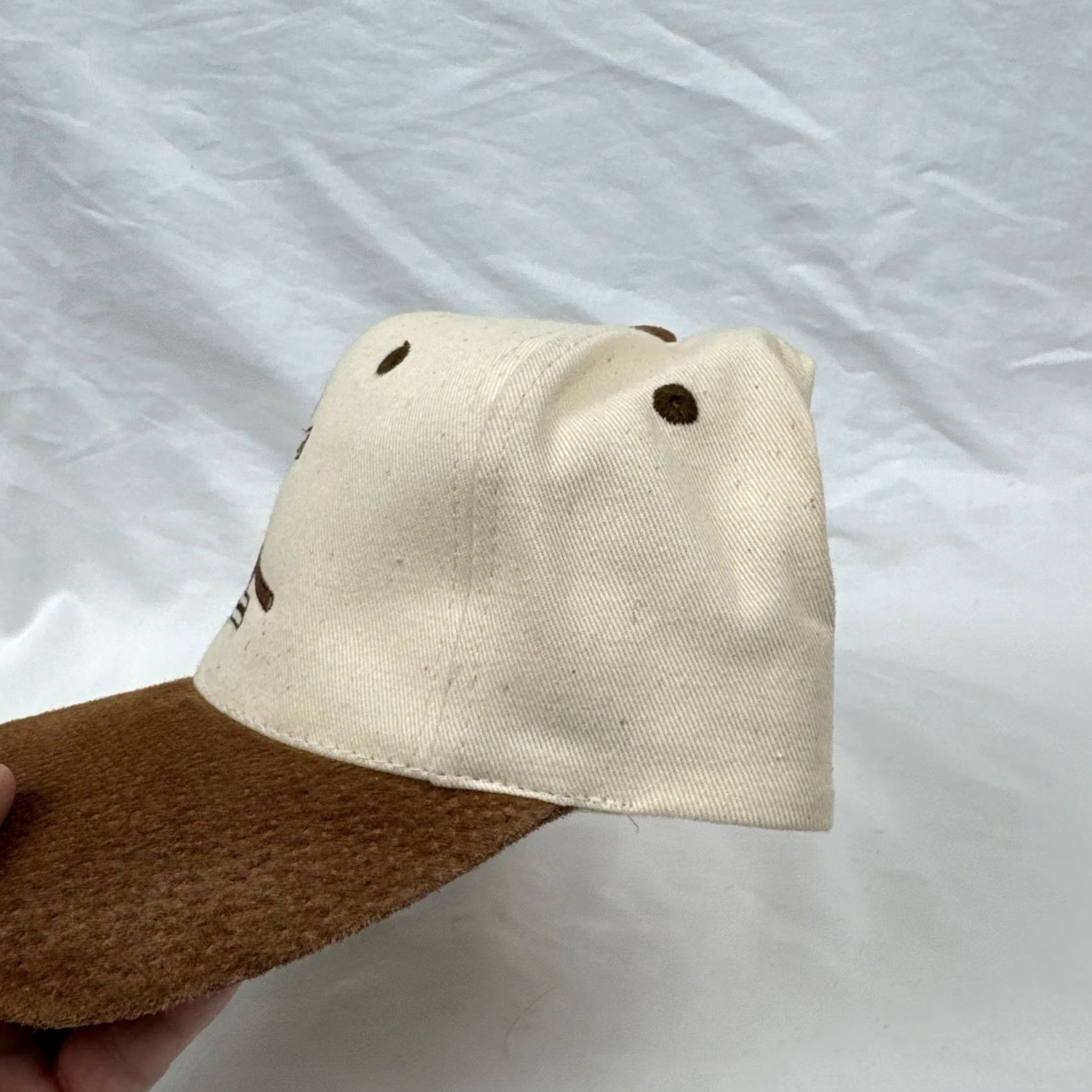 Vintage VINTAGE KC Strapback Hat Beige Brown Christian Cross Gavel Suede Brim Cap Adult Baseball Classic Sports Outdoor Religion Unisex Mens Womens Size ONE SIZE - 4 Thumbnail