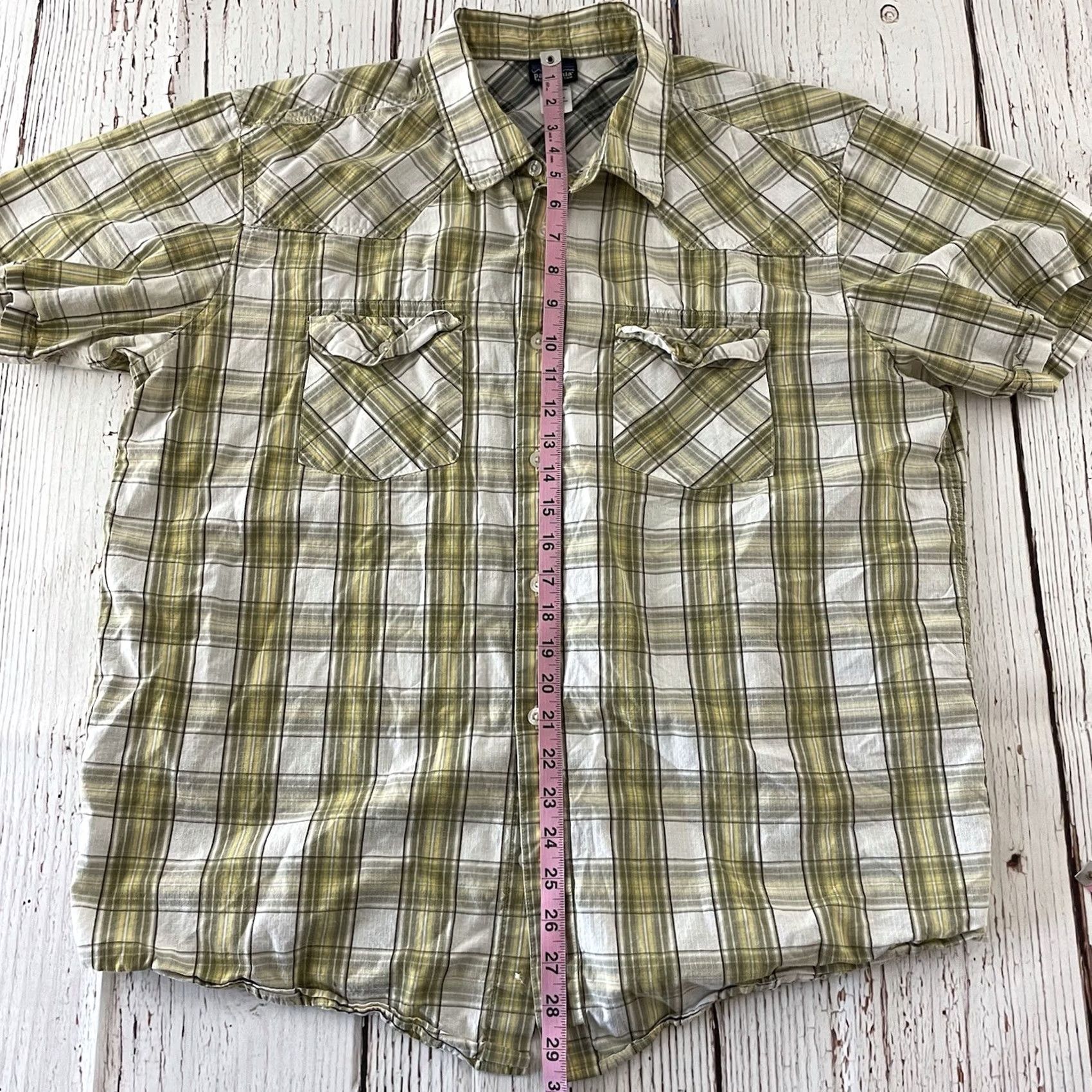 Patagonia Patagonia Shirt Button-Up Short Sleeve Plaid Yellow Men's XL Cotton Outdoor Pockets 90s (if applicable) Mens Size US XL / EU 56 / 4 - 4 Thumbnail
