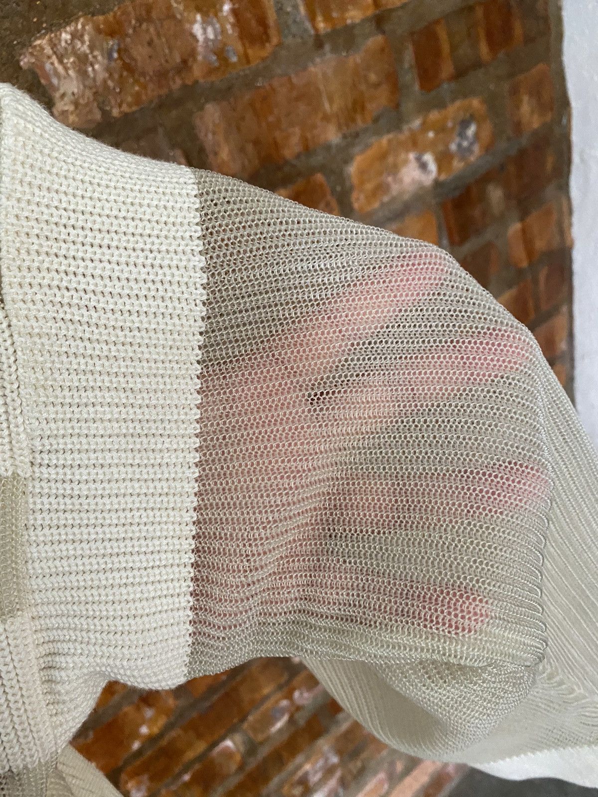 Homme Plisse Issey Miyake × Issey Miyake 2000s ISSEY MIYAKE Mesh Net stripe oversize shirt Size US L / EU 52-54 / 3 - 10 Thumbnail