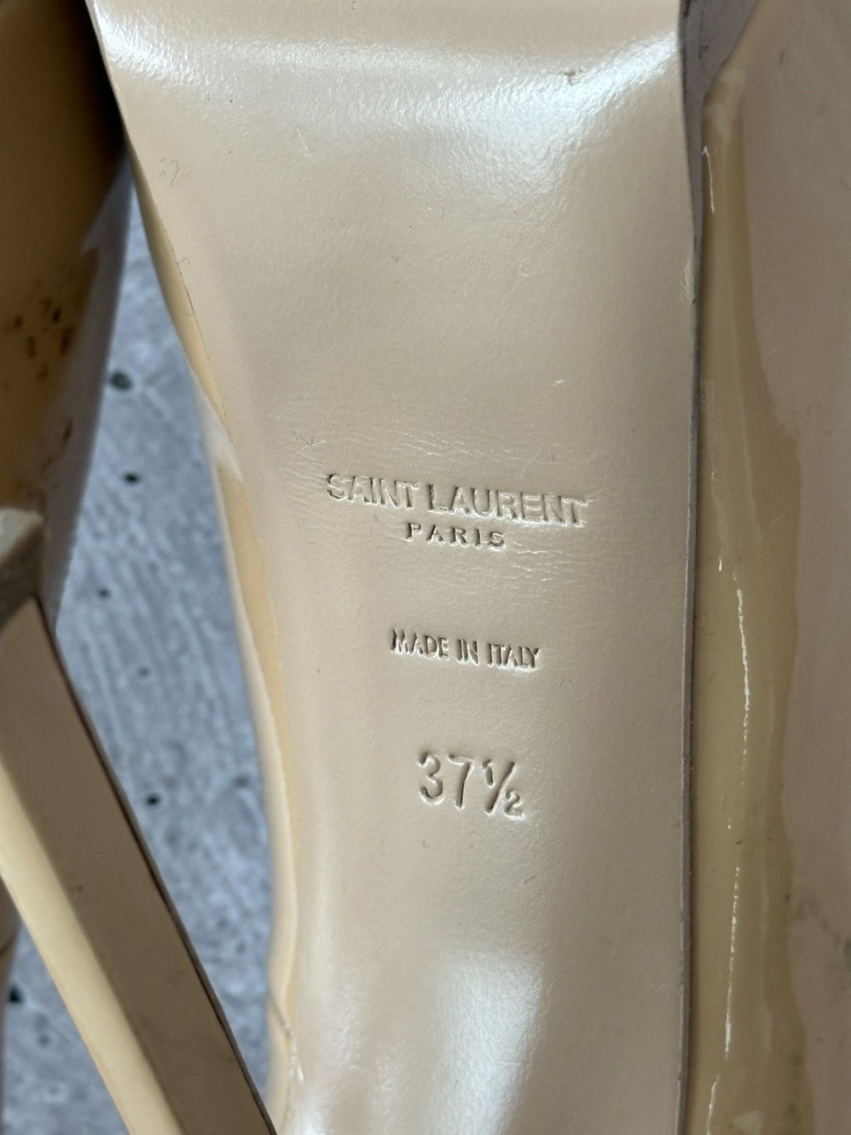 Saint Laurent Paris Saint Laurent Beige Patent Leather Made in Italy Heels Size US 7.5 / IT 37.5 - 21 Thumbnail