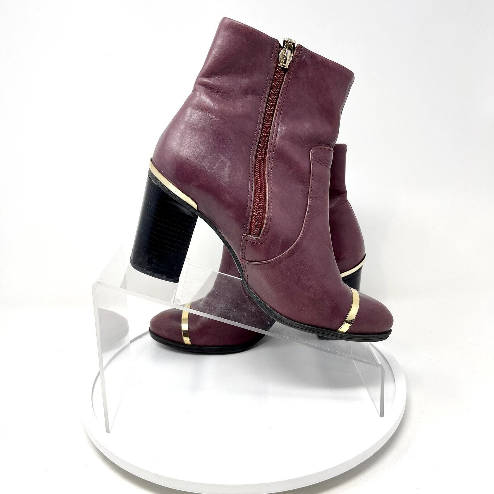 SCHUTZ Schultz 6 Caelainn Cabernet Purple Leather Designer Mid Heel Size US 6 / IT 36 - 4 Thumbnail