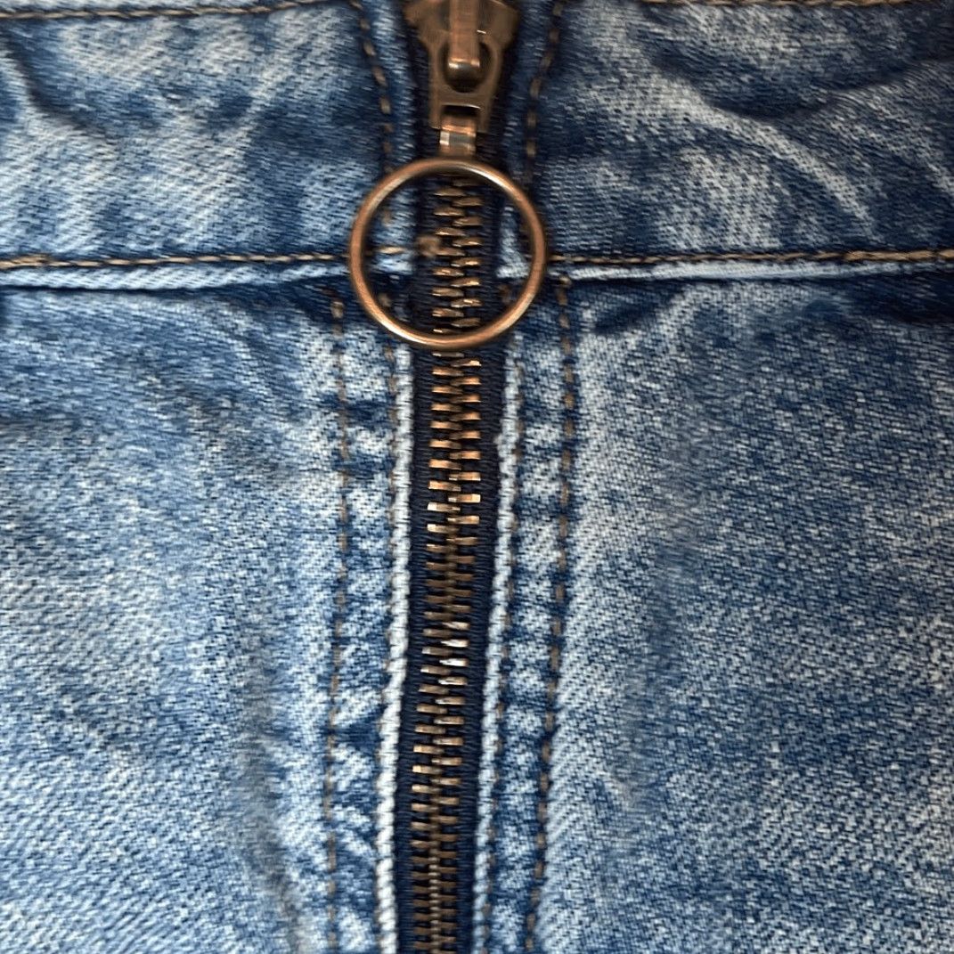 Vintage We The Free Women's Zip up Mini Skirt Size 25 Blue Frayed Hem Size 42" / US 20 - 2 Thumbnail