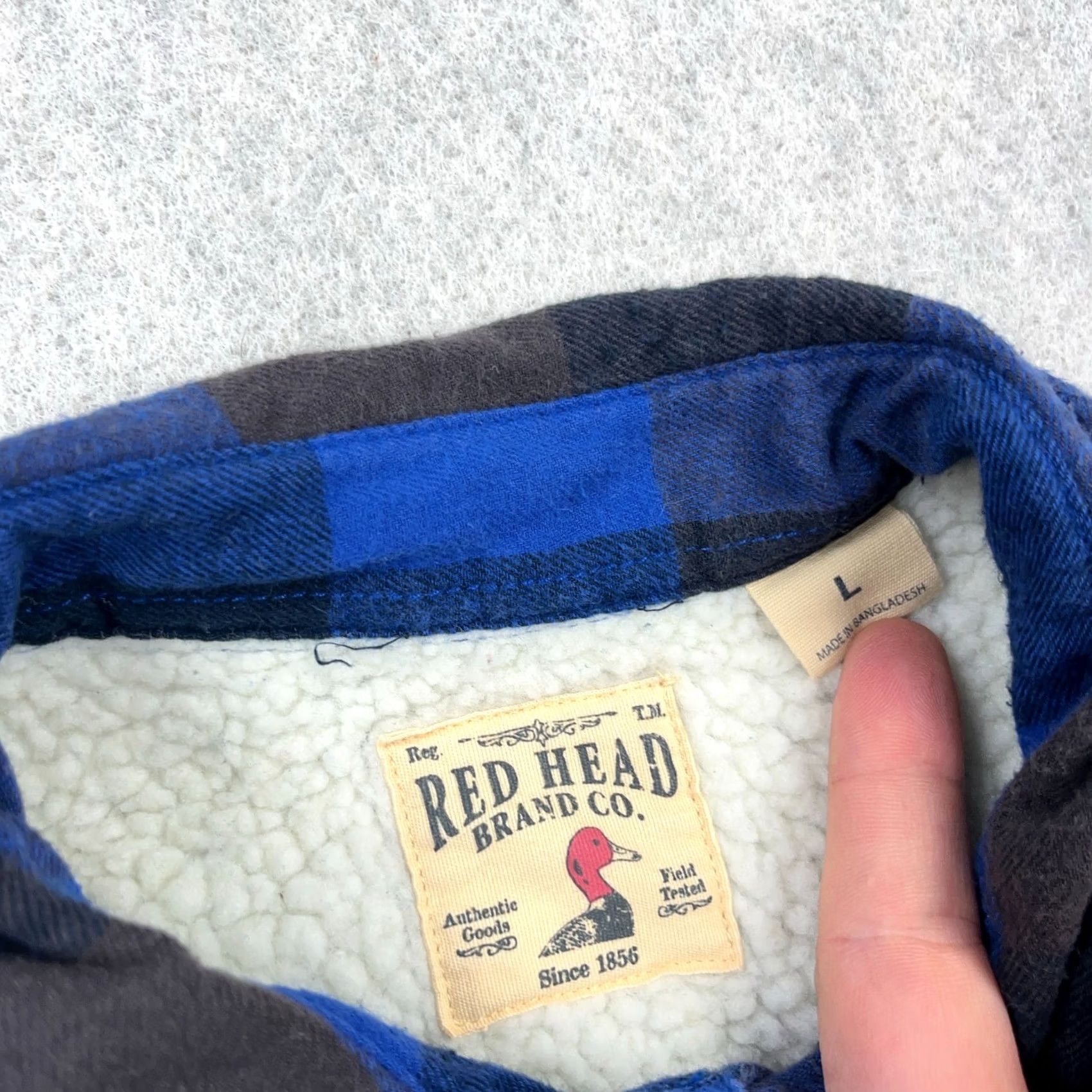Vintage RedHead Shacket Men L Blue Buffalo Plaid Sherpa Lined Over Shirt Jacket Quilted Pockets Logo Fall Spring Winter Casual Workwear Vintage Size US L / EU 52-54 / 3 - 3 Thumbnail