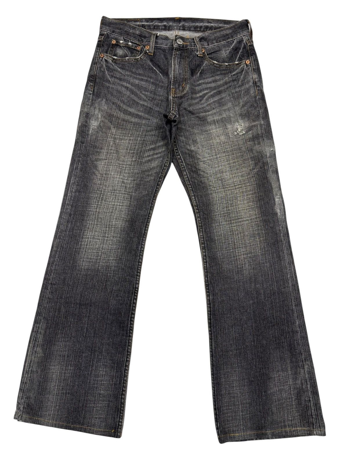 If Six Was Nine Bobson CrackWash Faded Black Distressed Flared Jeans Size US 29 - 7 Thumbnail