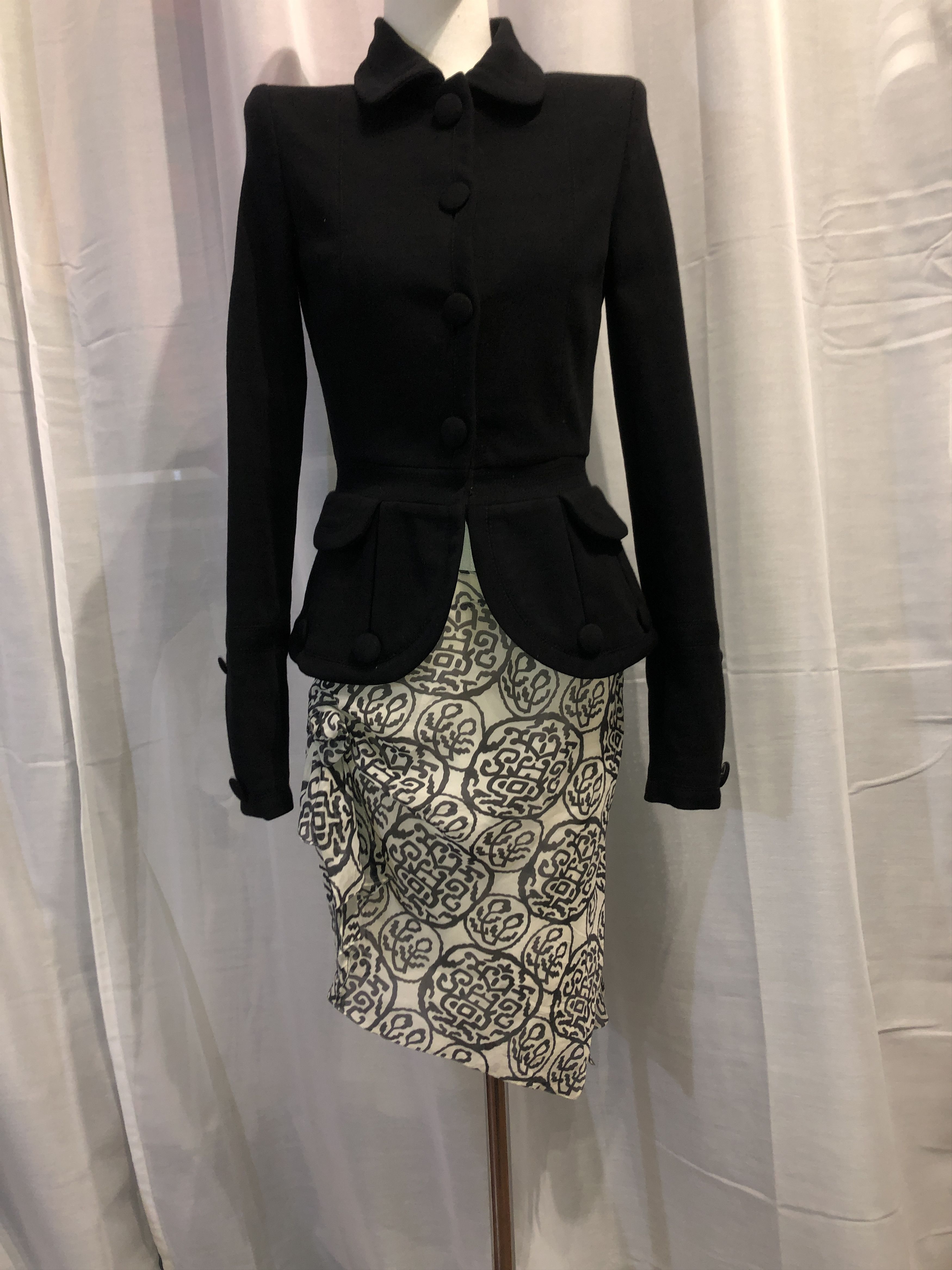John Galliano Draped Asymmetric Printed Silk Skirt Size 27" / US 4 / IT 40 - 5 Thumbnail
