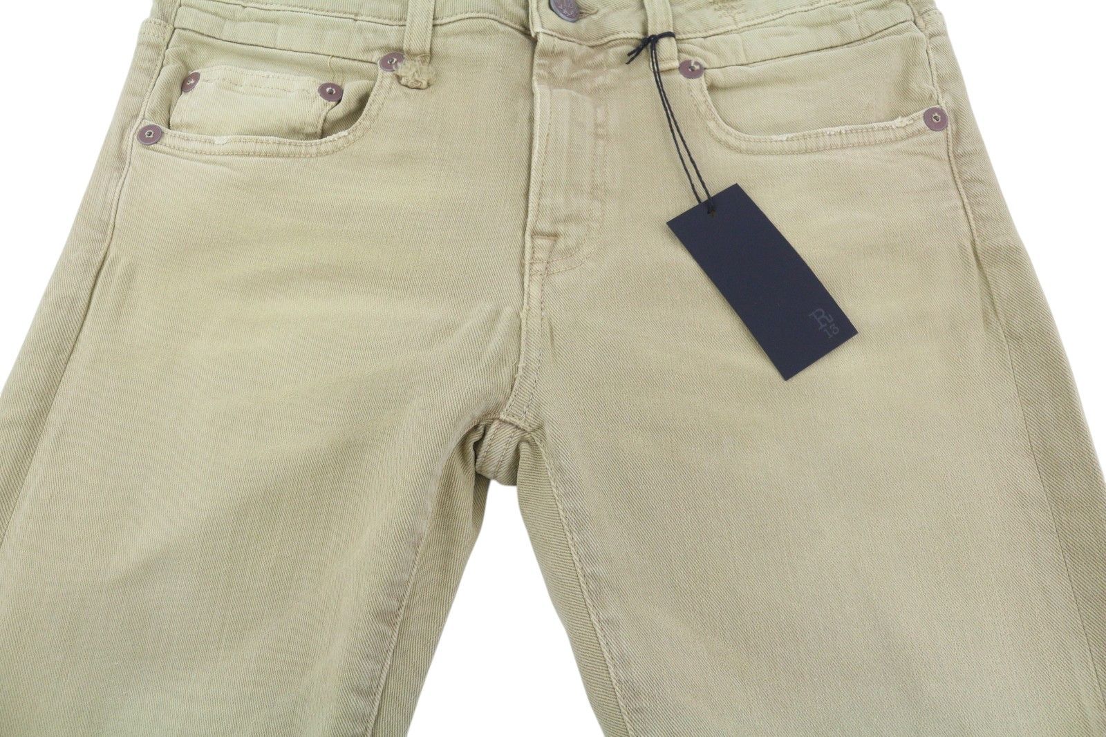 R13 BOY STRAIGHT 29 Khaki Stretch Washed Ankle Casual 86289 Size 29" - 12 Thumbnail