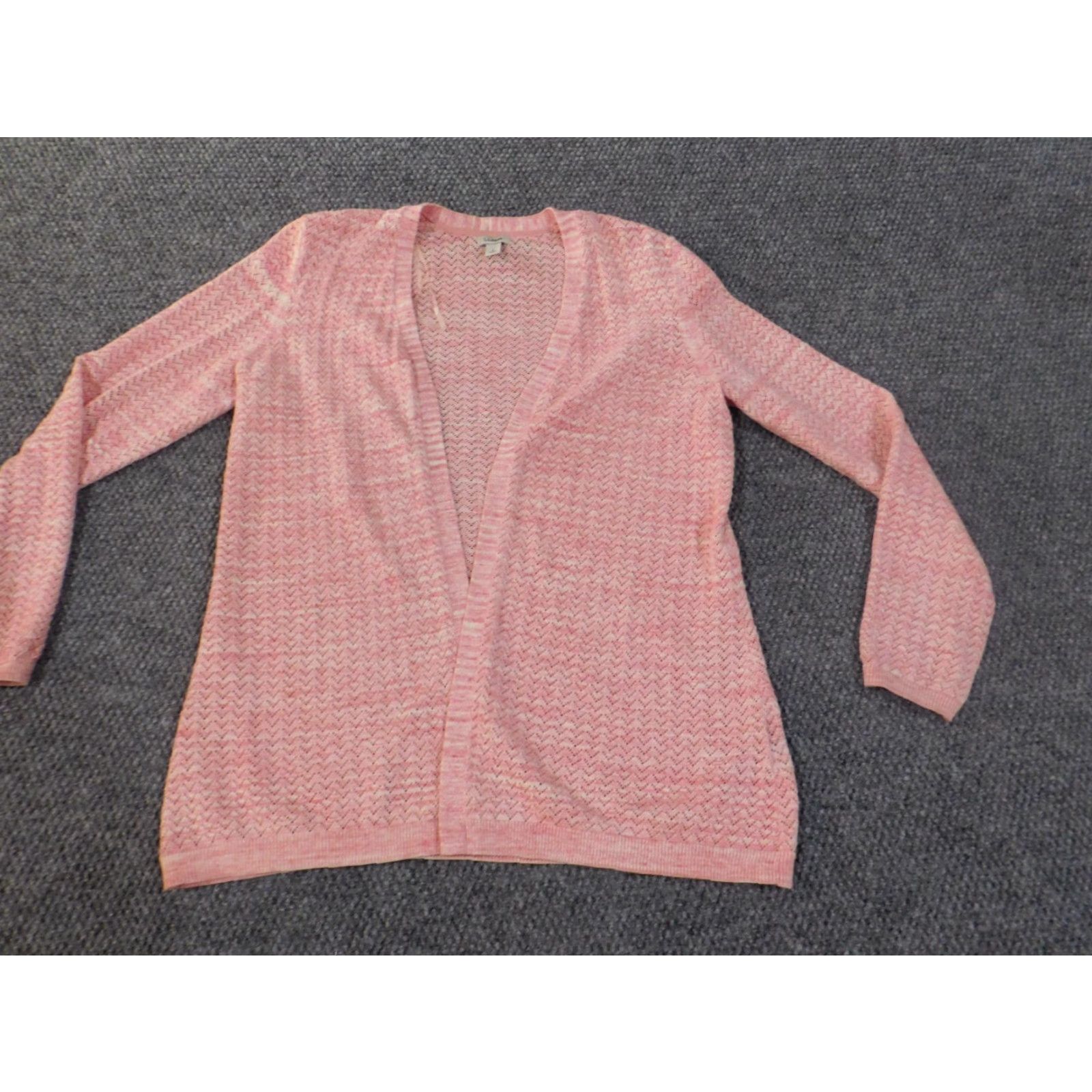 Vintage LL Bean Cardigan Sweater Womens L Pink Open Knit Cotton Crew Neck Long Sleeve Size L / US 10 / IT 46 - 2 Thumbnail