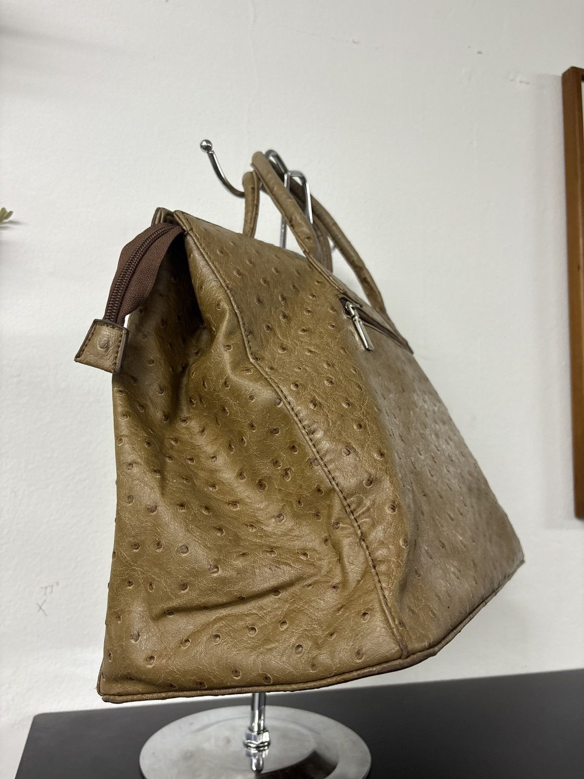 Handmade Birkin Style Hand Bag Ostrich Leather Size ONE SIZE - 7 Thumbnail