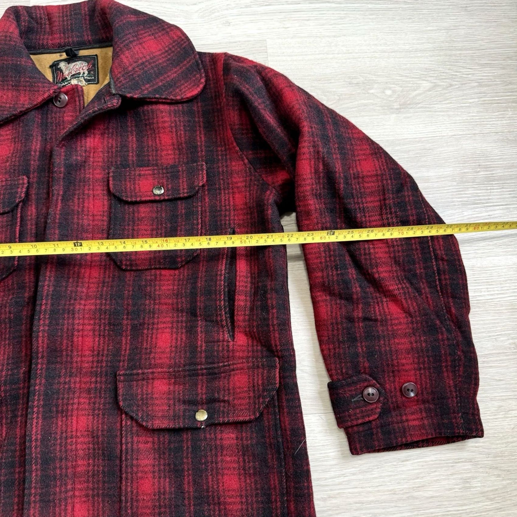 Vintage VINTAGE Woolrich Hunting Coat Jacket Wool Plaid Red 40s 50s Wool Outer Red Pit to Pit 22in Length 30.5in Men's Measurements Size US XXL / EU 58 / 5 - 2 Thumbnail