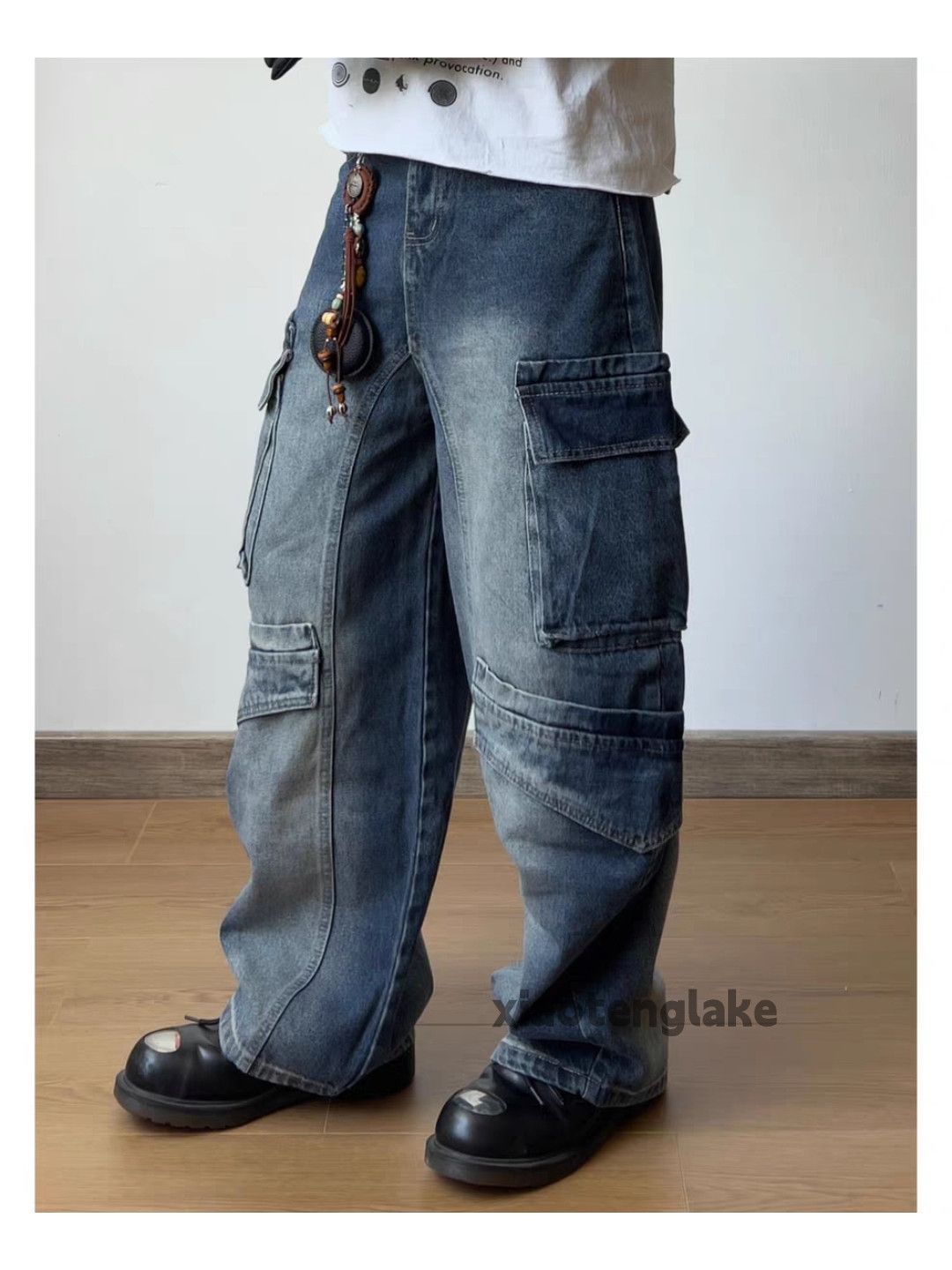 Jean xtl utility loose baggy skate hiphop faded cargo jeans Size US 30 / EU 46 - 6 Thumbnail