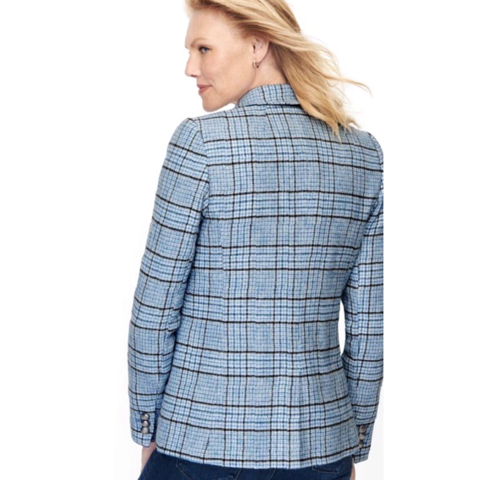 Talbots VINTAGE Talbots Women's Blazer Short Wool Blend Shetland Plaid 8 Formal Fall Spring Winter Size M / US 6-8 / IT 42-44 - 2 Thumbnail