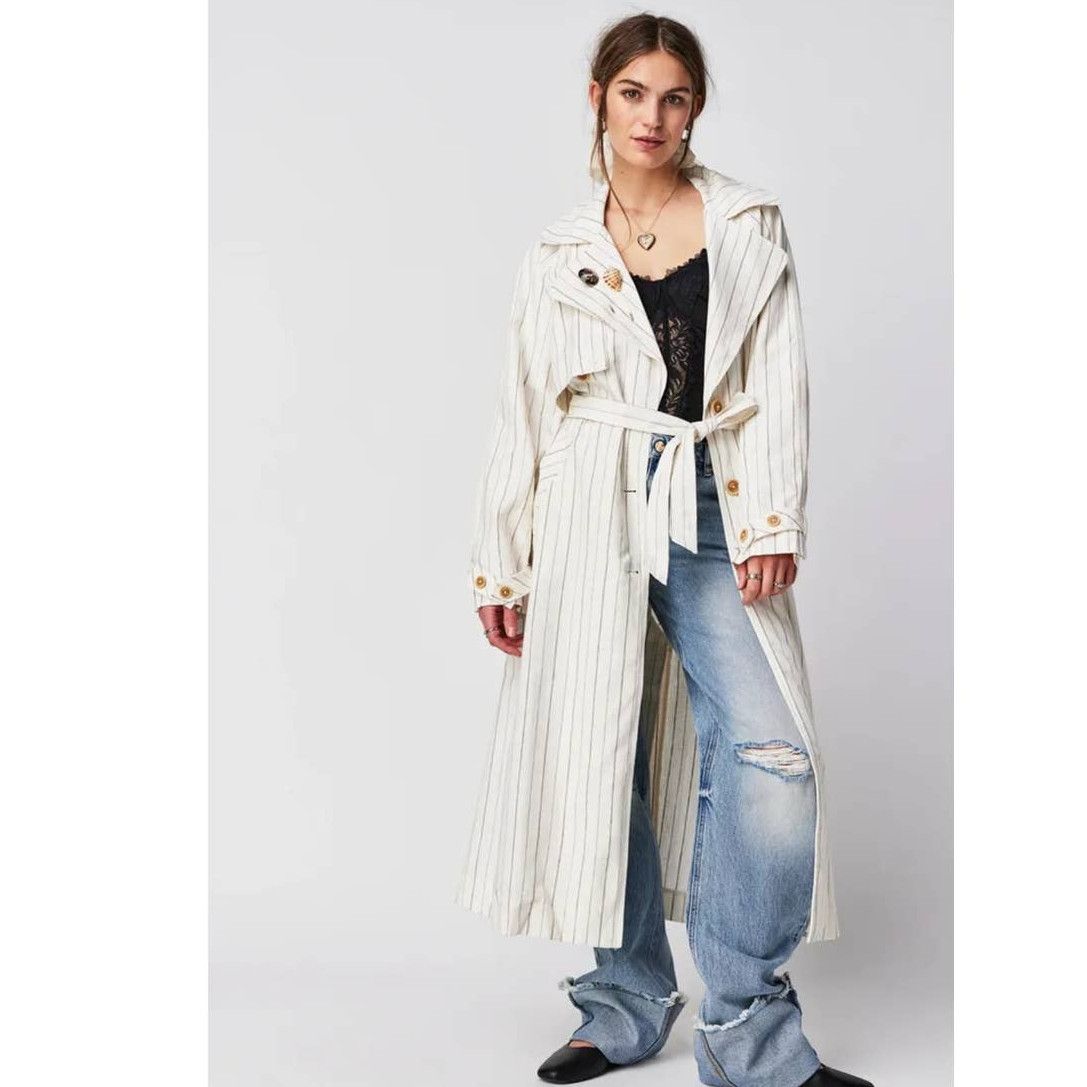 image of Free People Melia Mac Coat Wtf $228 Ivory Small Oversized in Cream, Women's