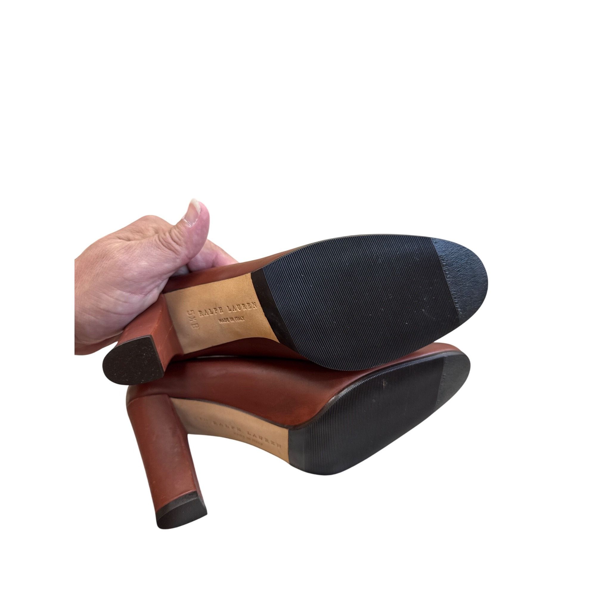 Ralph Lauren Ralph Lauren Womens Red 3" Block Heels Leather Slip-On Shoes Size US 5.5 / IT 35.5 - 11 Thumbnail