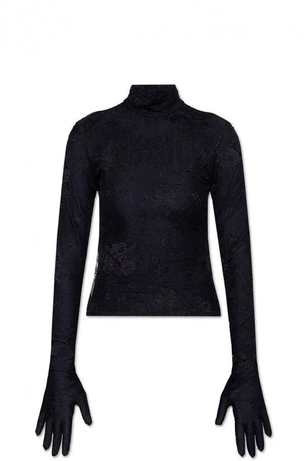 Balenciaga o1mt1gz1224 Lingerie Turtleneck Sweater in Black Size M / US 6-8 / IT 42-44 - 1 Thumbnail