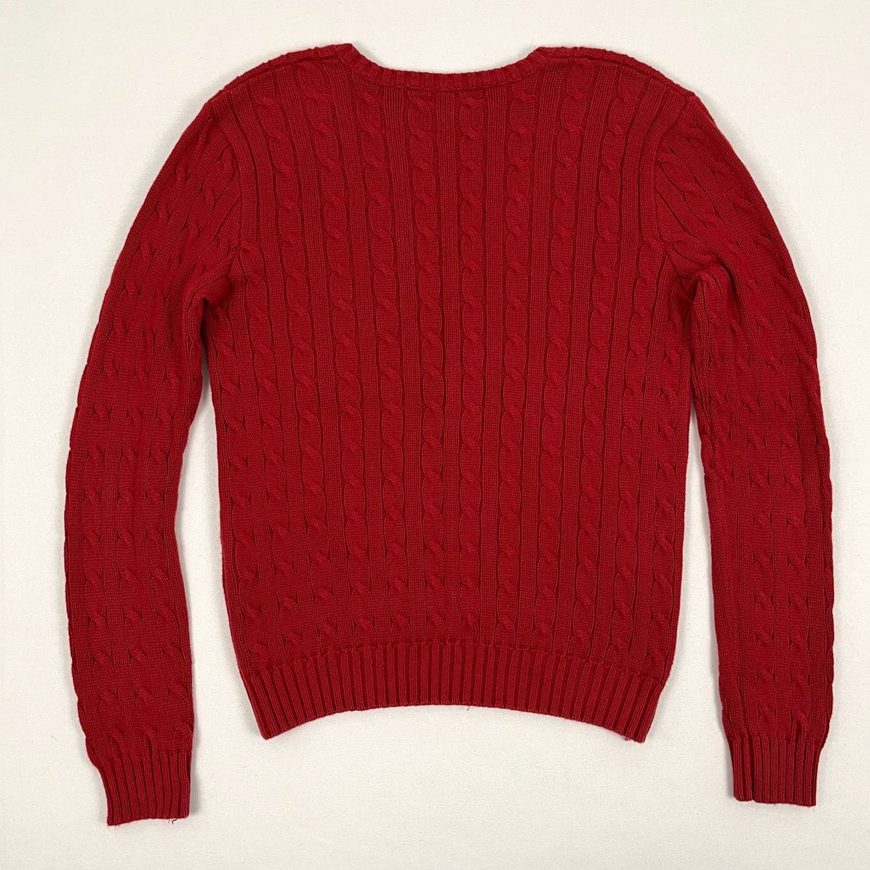 Polo Ralph Lauren VTG Ralph Lauren Sport Sweater Womens L Red Cable Knit Jumper Preppy Academia Size L / US 10 / IT 46 - 7 Thumbnail