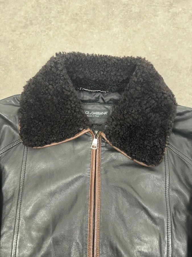 Dolce & Gabbana 2000s Dolce & Gabbana Aviator Black Shearling Collar Leather Jacket Size US M / EU 48-50 / 2 - 4 Thumbnail