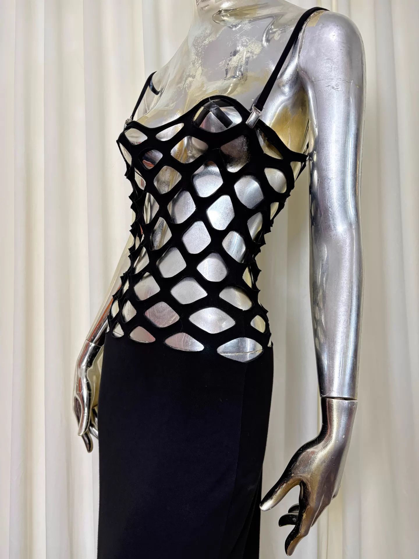 Jean Paul Gaultier JPG Vintage Cutout Decon Mesh Eyelet Garter Dress S Size S / US 4 / IT 40 - 5 Thumbnail