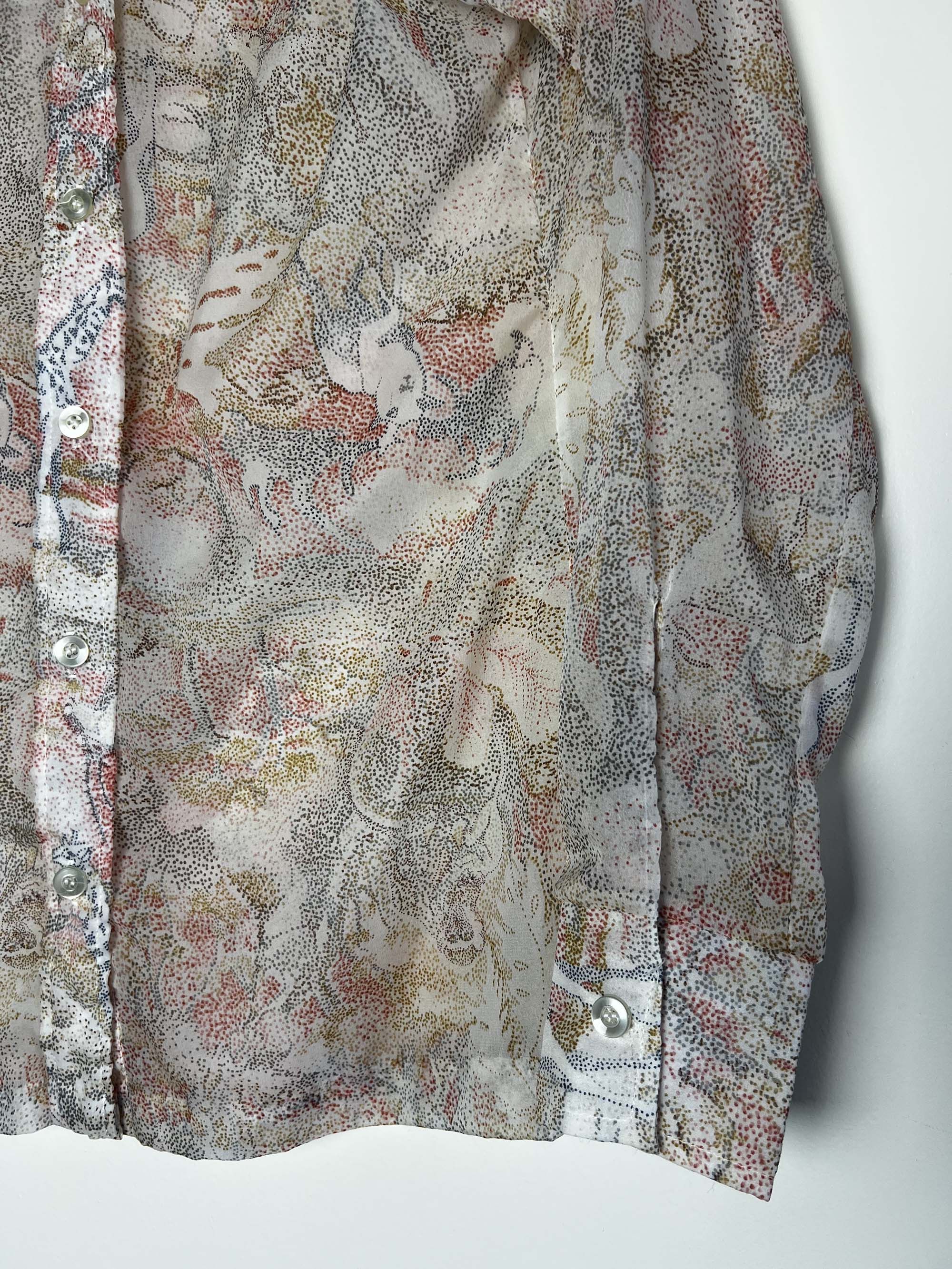 Vintage Vintage 1960's Shapely Sheer Animal Art Button Up Shirt Size M / US 6-8 / IT 42-44 - 3 Thumbnail