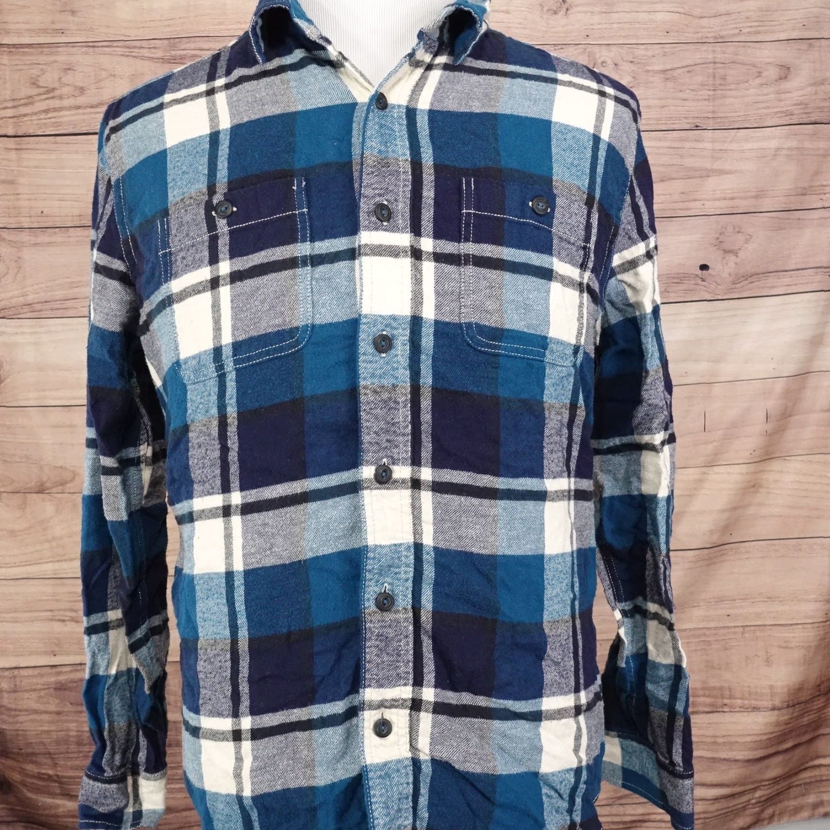 American Eagle Outfitters VINTAGE American Eagle Outfitters Shirt Mens Large Blue Plaid Flannel Long Sleeve Casual Classic Fit Size US L / EU 52-54 / 3 - 3 Thumbnail