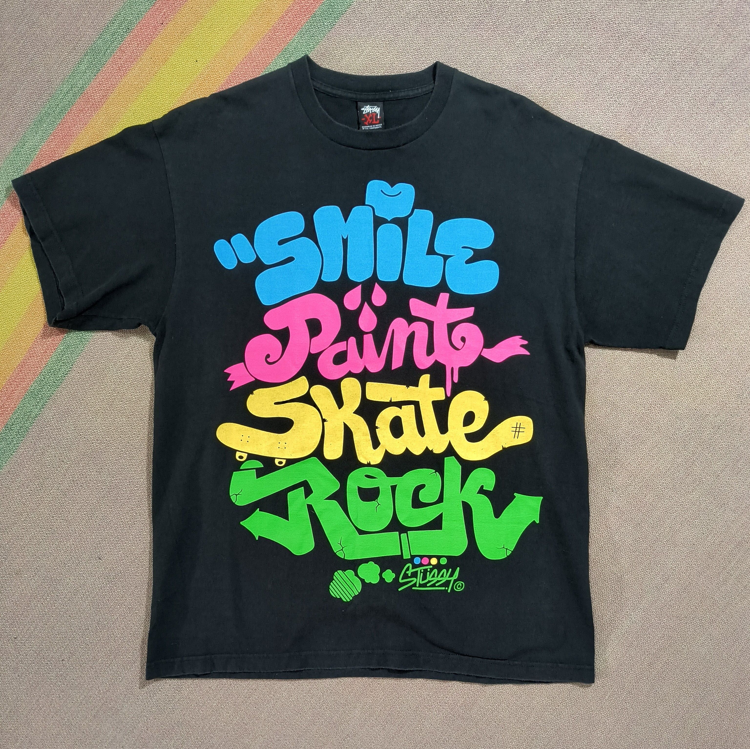 Stussy Vintage Y2K Stussy smile paint skate rock tee Size US XL / EU 56 / 4 - 2 Thumbnail