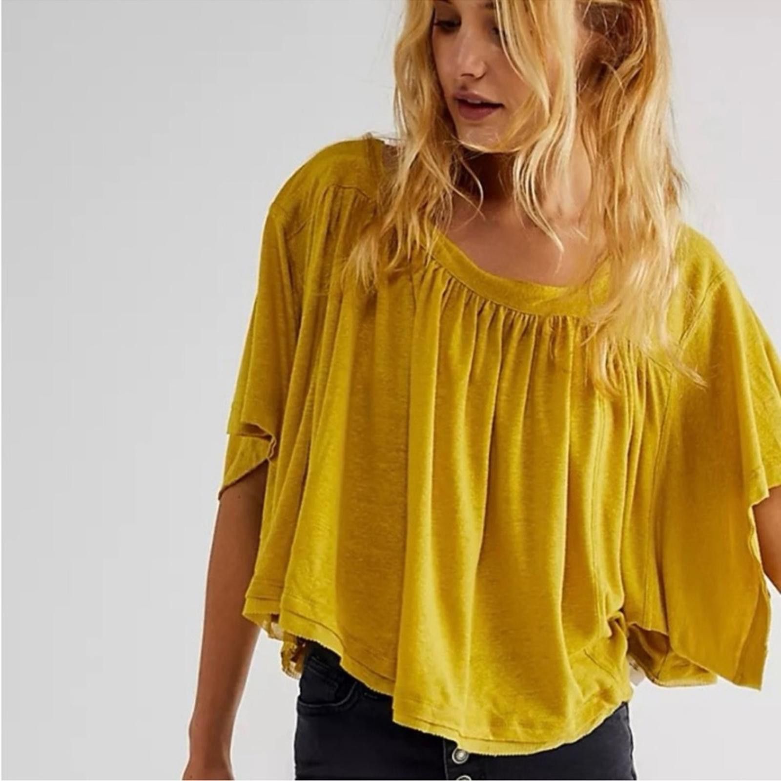 Free People NWOT Free People Sunsetter T Golden Yellow Women Top Medium Size M / US 6-8 / IT 42-44 - 1 Thumbnail