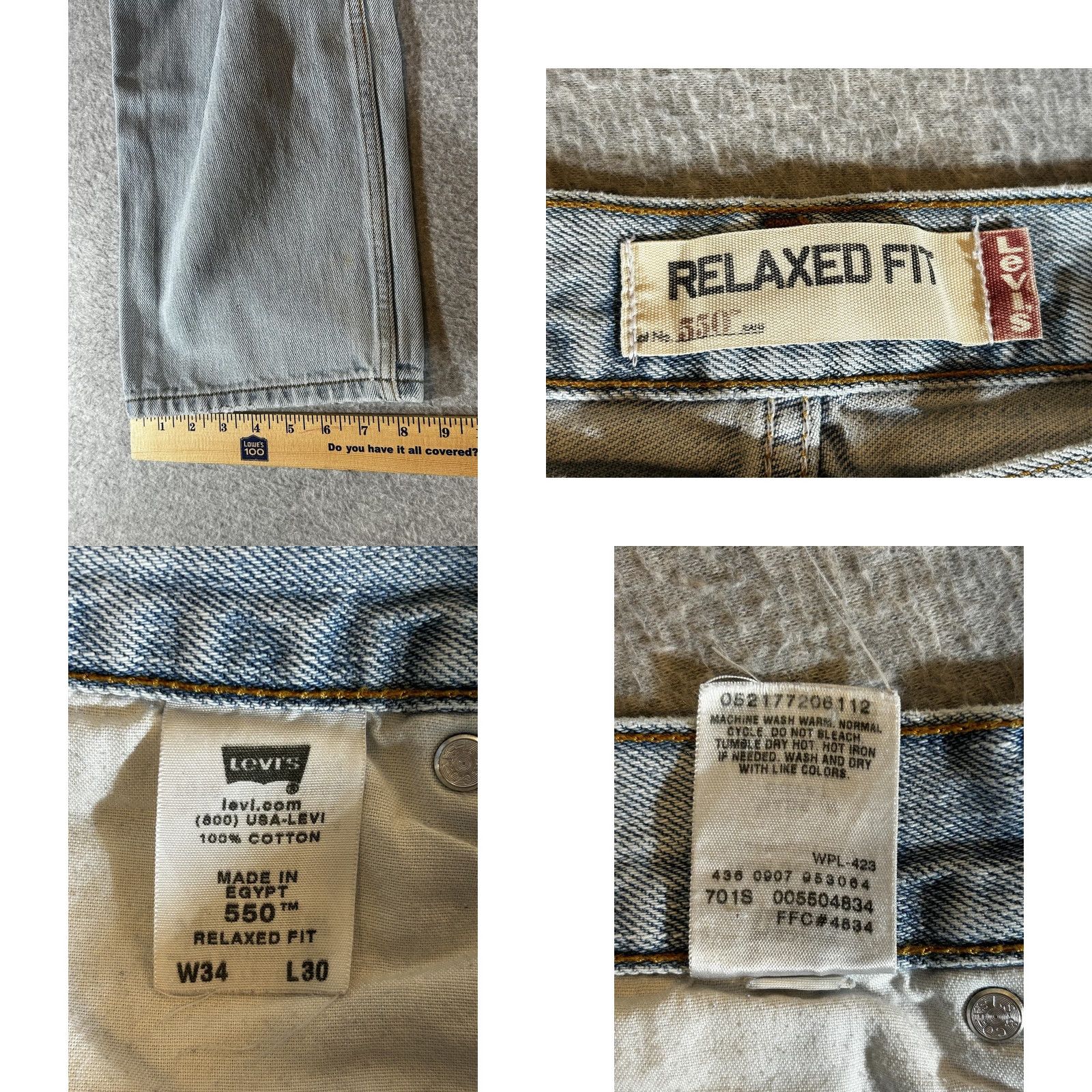 Levi's Levis 550 Jeans Mens 34x30 Relaxed Light Blue Denim Distressed Pockets 5-Pocket Zip Fly Vintage No Mens Size US 34 / EU 50 - 8 Thumbnail