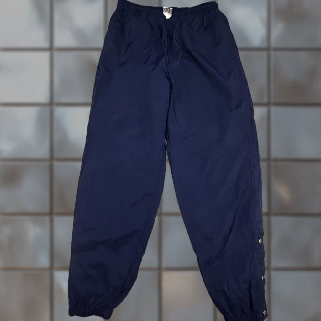 Nike VINTAGE Nike Track Pants Mens L Navy Tearaway Snap Button Nylon Lined 90s Size US 33 - 1 Thumbnail
